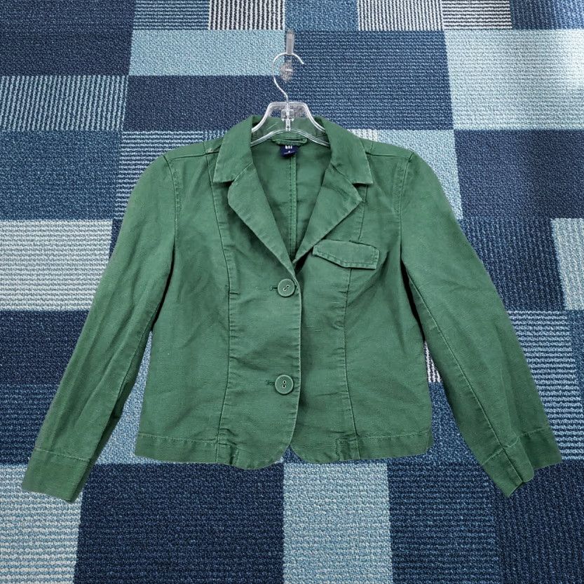 Gap Gap Jacket Womens 2 Green Basic Cropped Single Breasted Two-Button Long Sleeves Shirt Mens Womens Girls Boys Size XS / US 0-2 / IT 36-38 - 1 Thumbnail