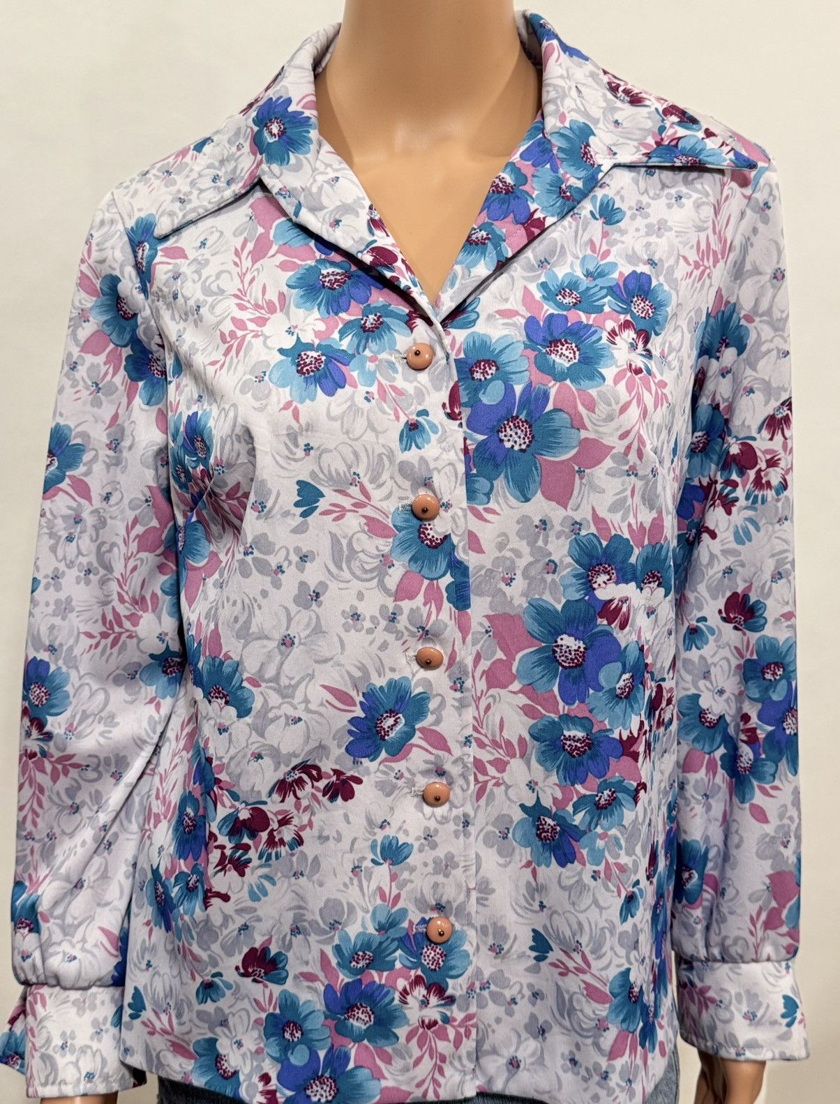 Vintage Women’s 1970’s Floral Print Shirt Size M / US 6-8 / IT 42-44 - 2 Thumbnail