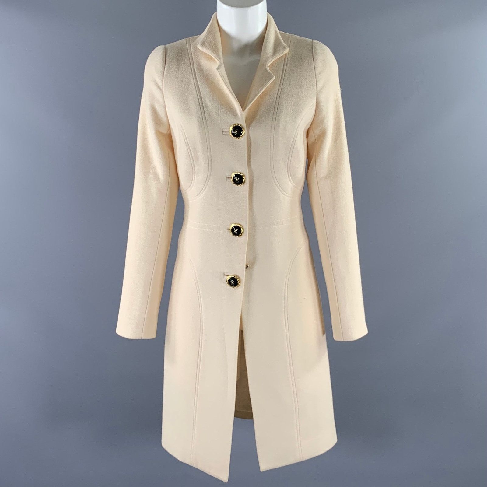 Other AZADEH Size M Cream Black Silk Blend Coat Size M / US 6-8 / IT 42-44 - 1 Thumbnail