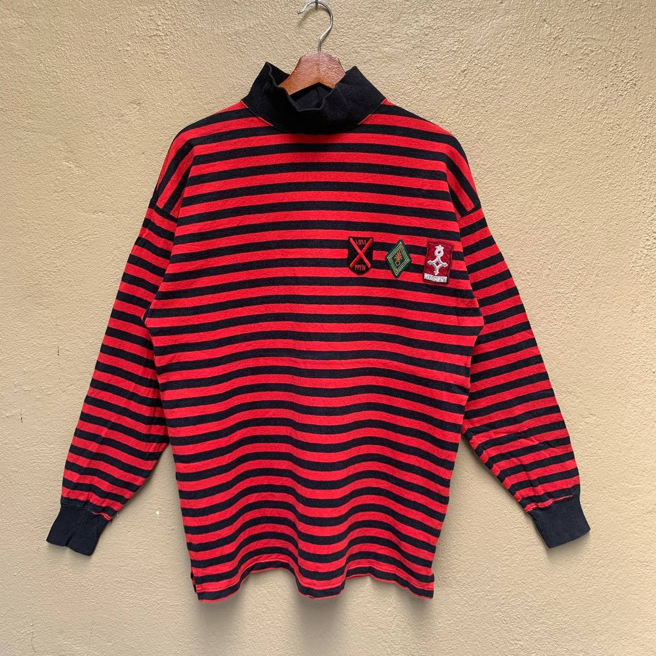 PPFM Vintage Y2K PPFM Red & Black Stripe Punk Sweatshirt Size US M / EU 48-50 / 2 - 1 Thumbnail