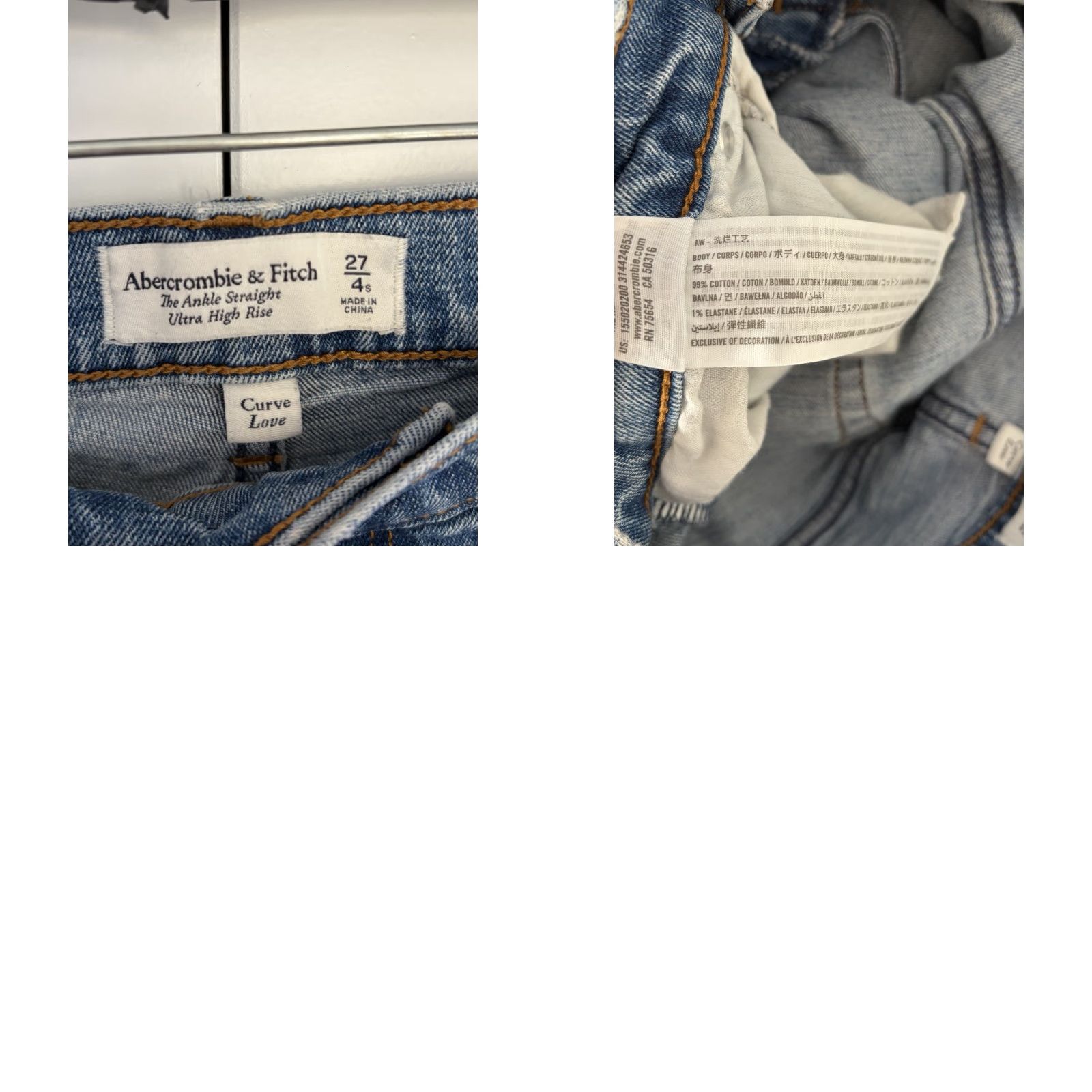 Abercrombie & Fitch Abercrombie & Fitch Curve Love Ankle Straight Ultra High Rise Jeans sz 4s 27 Blue Denim Distressed 5-Pocket Women's 90s Style Jeans Size 27" / US 4 / IT 40 - 8 Thumbnail