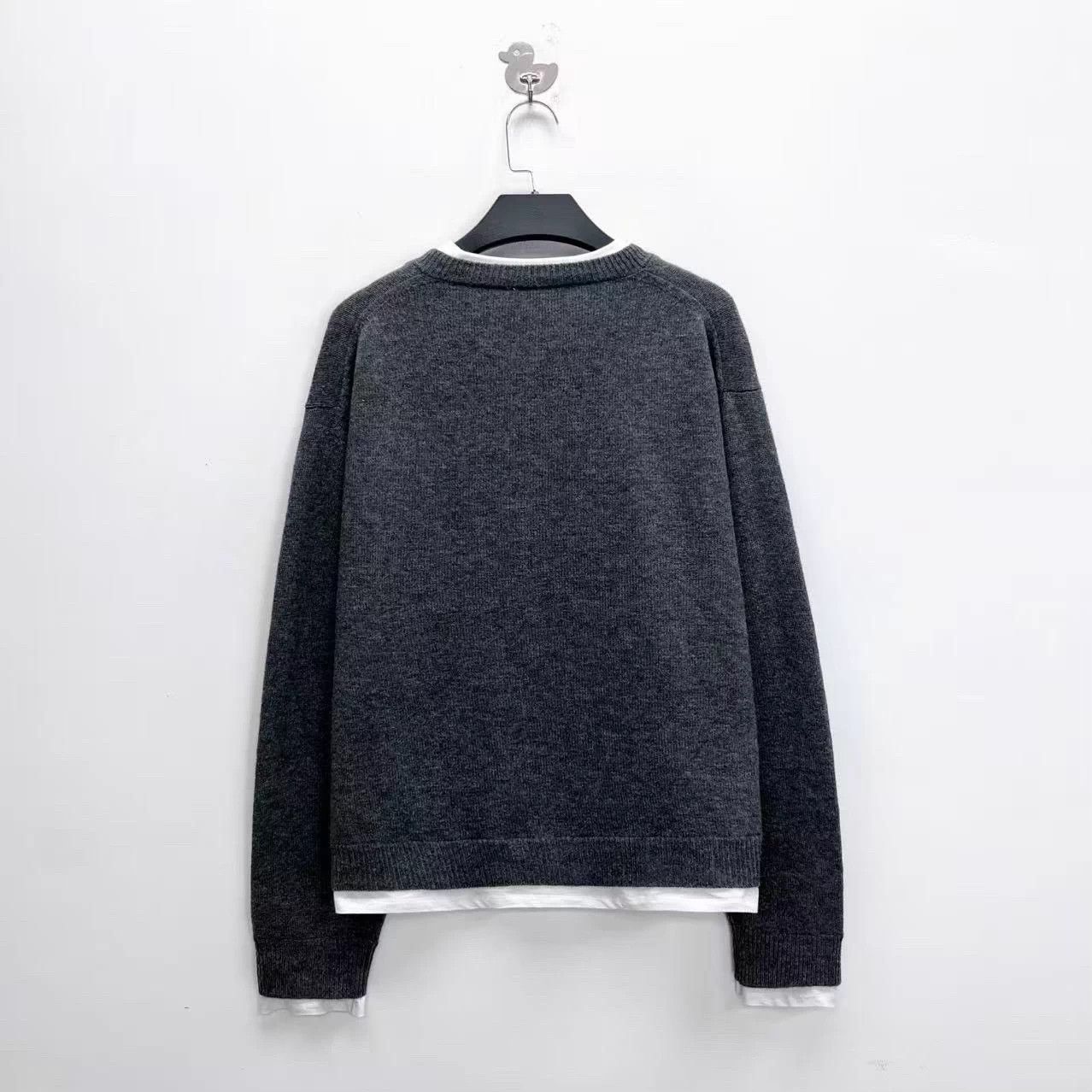 Miu Miu MIU MIU Slate Gray Logo Layered Knit Sweater 48 Unisex Size XL / US 12-14 / IT 48-50 - 2 Thumbnail