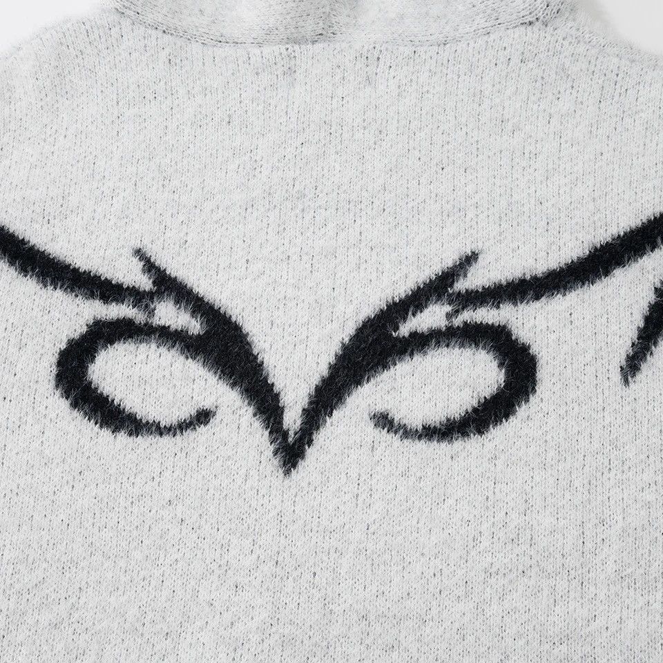 Vintage Knitted y2k Graphic Full Zip Gray Hoodie Size US L / EU 52-54 / 3 - 4 Thumbnail
