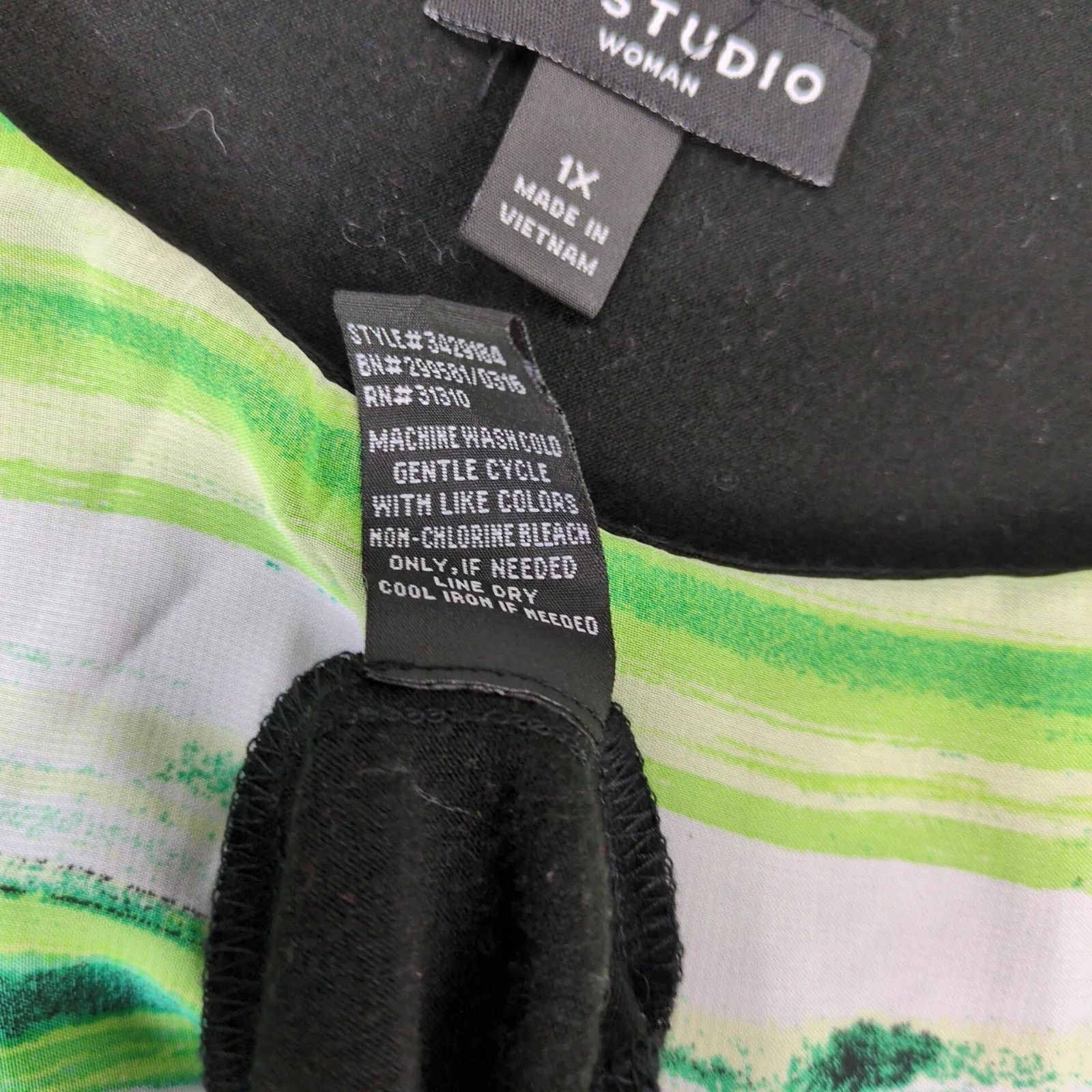 Other IN Studio Green Black Sheer Poncho Overlay Blouse Women's 1X Size XL / US 12-14 / IT 48-50 - 5 Thumbnail