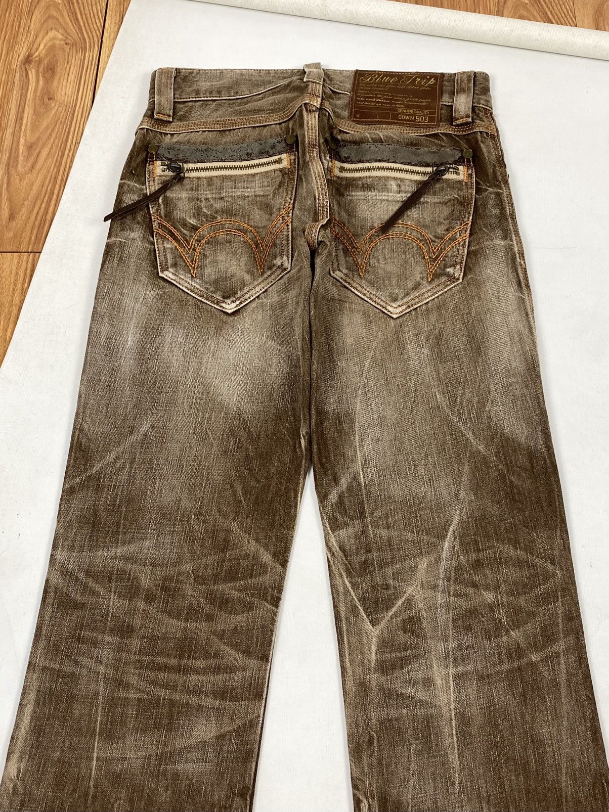 Edwin RARE ‼️ VTG EDWIN BLUE TRIP CRAZY FADED BROWN FLARE JEANS Size US 30 / EU 46 - 13 Thumbnail
