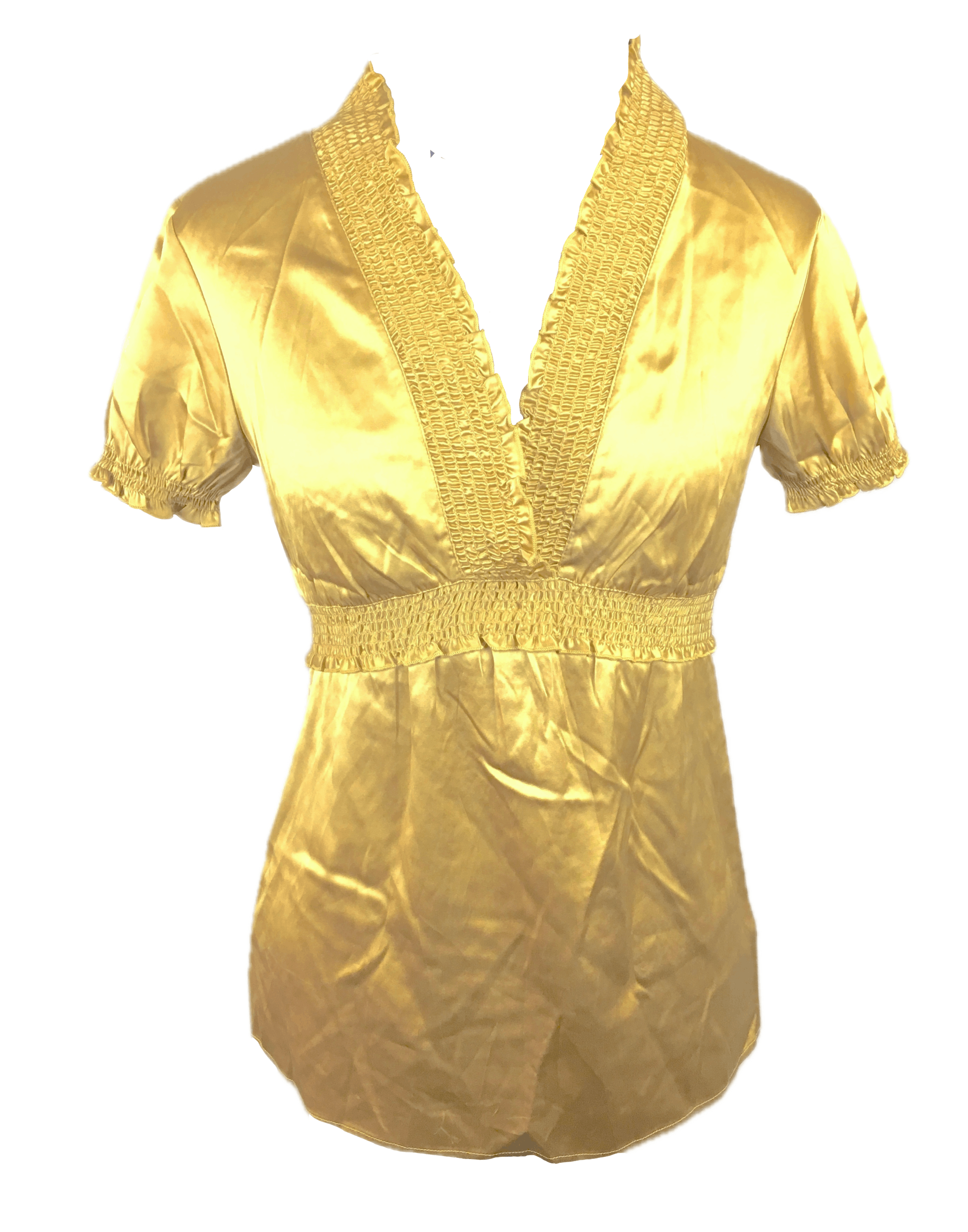 Bcbgmaxazria NEW BCBGMAXAZRIA Gold Satin Blouse Size XS / US 0-2 / IT 36-38 - 2 Thumbnail
