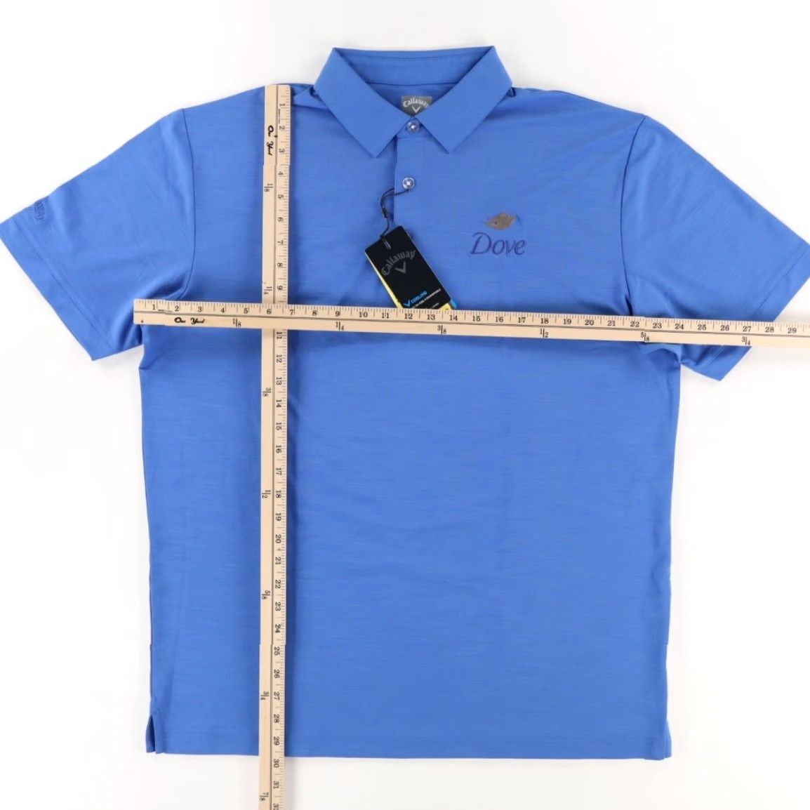 Callaway VINTAGE Callaway Dove Soap Stretch Polyester Solid Polo Shirt Blue Men's L Size US L / EU 52-54 / 3 - 3 Thumbnail