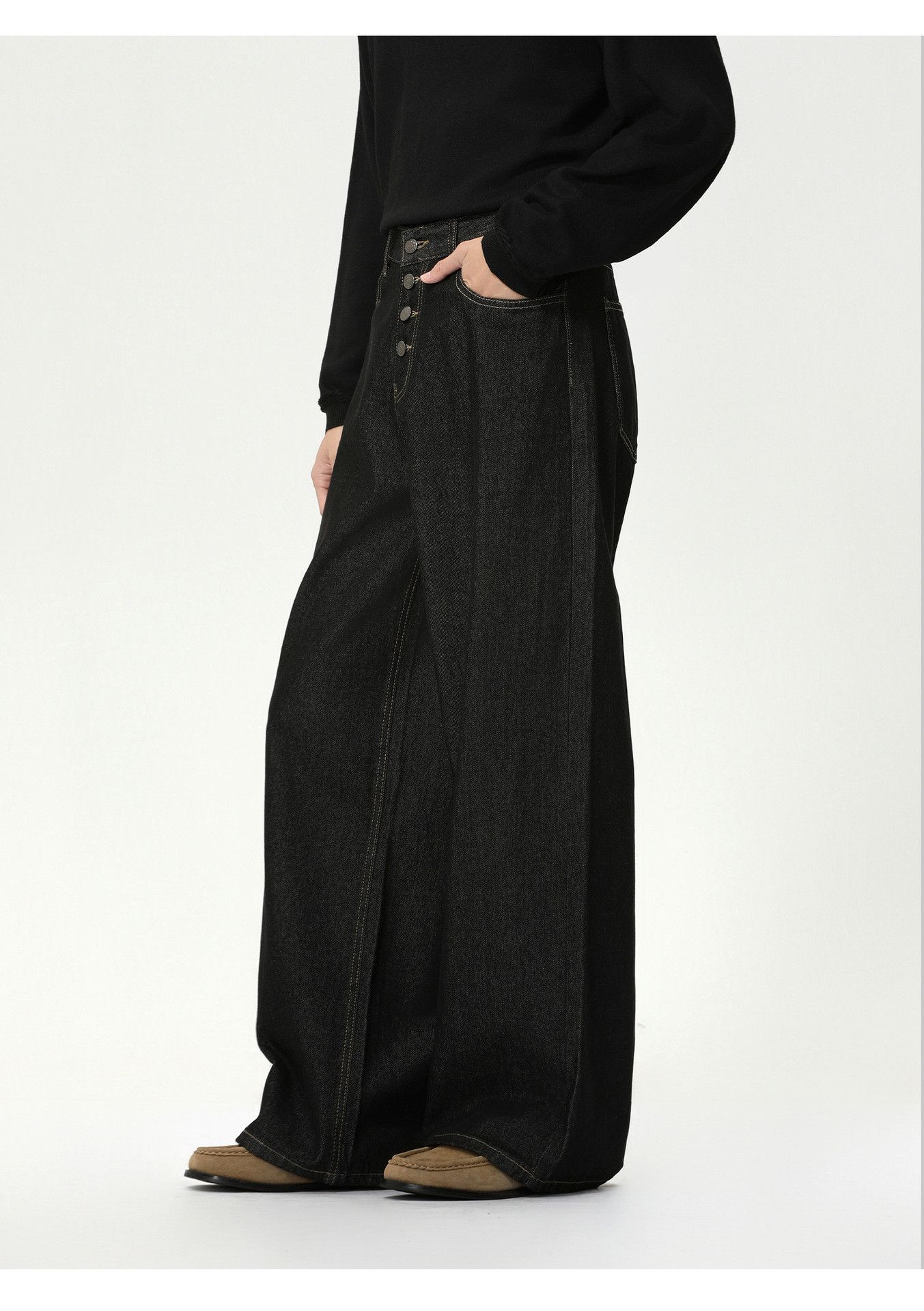 Jean Retro button mid-rise wide-leg straight washed jeans Size US 32 / EU 48 - 6 Thumbnail