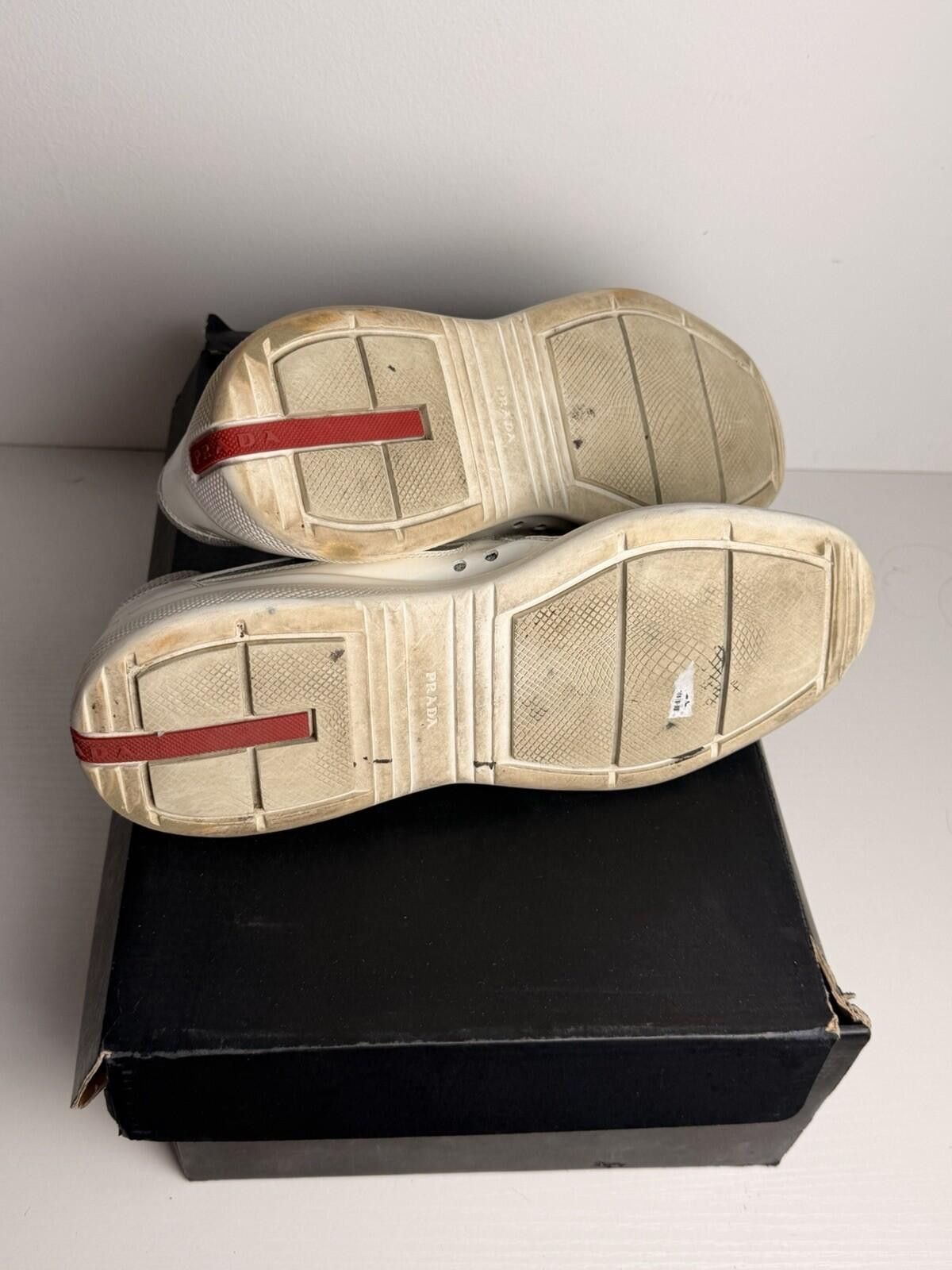 Prada Prada America’s Cup Sneakers White Leather & Mesh SZ 9 Good Size US 9 / EU 42 - 5 Thumbnail