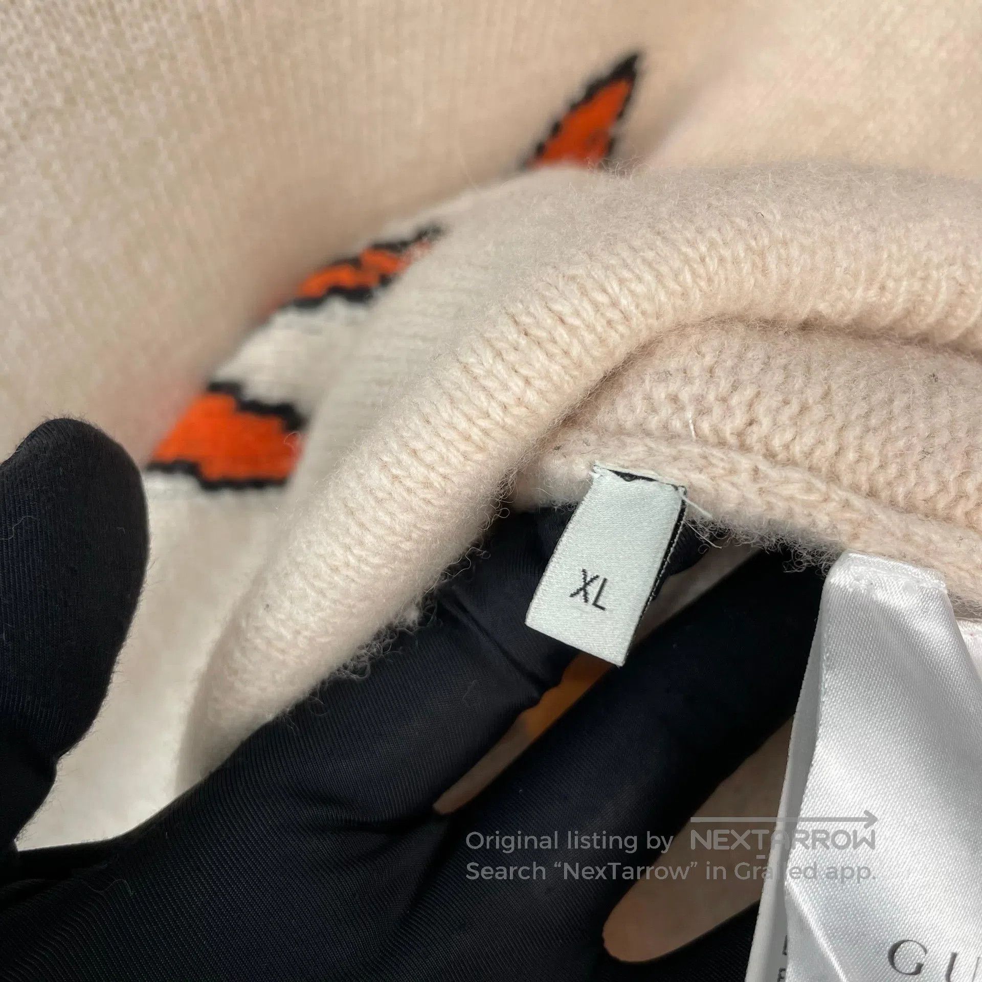 Gucci Guicci Beige Deer Pattern Letter Logo Knit Sweater| Size US XL / EU 56 / 4 - 6 Thumbnail