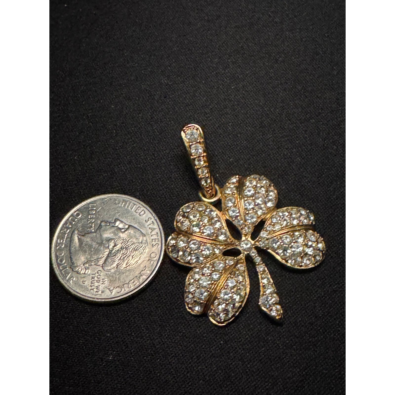 Other Vintage Kenneth J Lang 4 Leaf Clover Rhinestone Pendant Size ONE SIZE - 3 Thumbnail