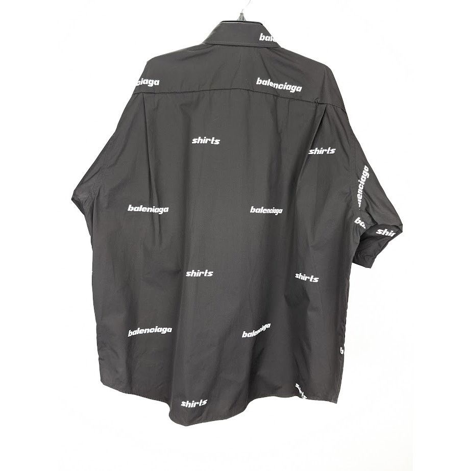 Balenciaga o1rshd1 Shirt Allover Poplin in Black/White Size US M / EU 48-50 / 2 - 9 Thumbnail