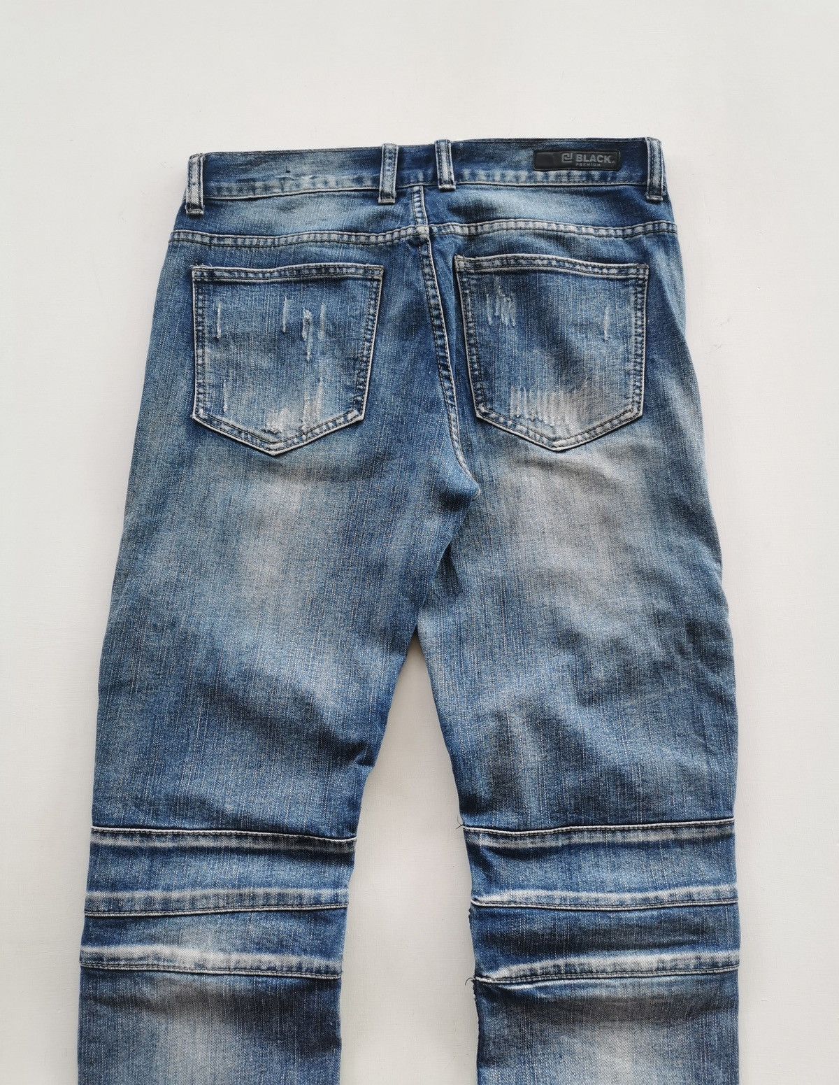 Seditionaries Black Premium Distressed Zipper Biker Denim Size US 32 / EU 48 - 7 Thumbnail