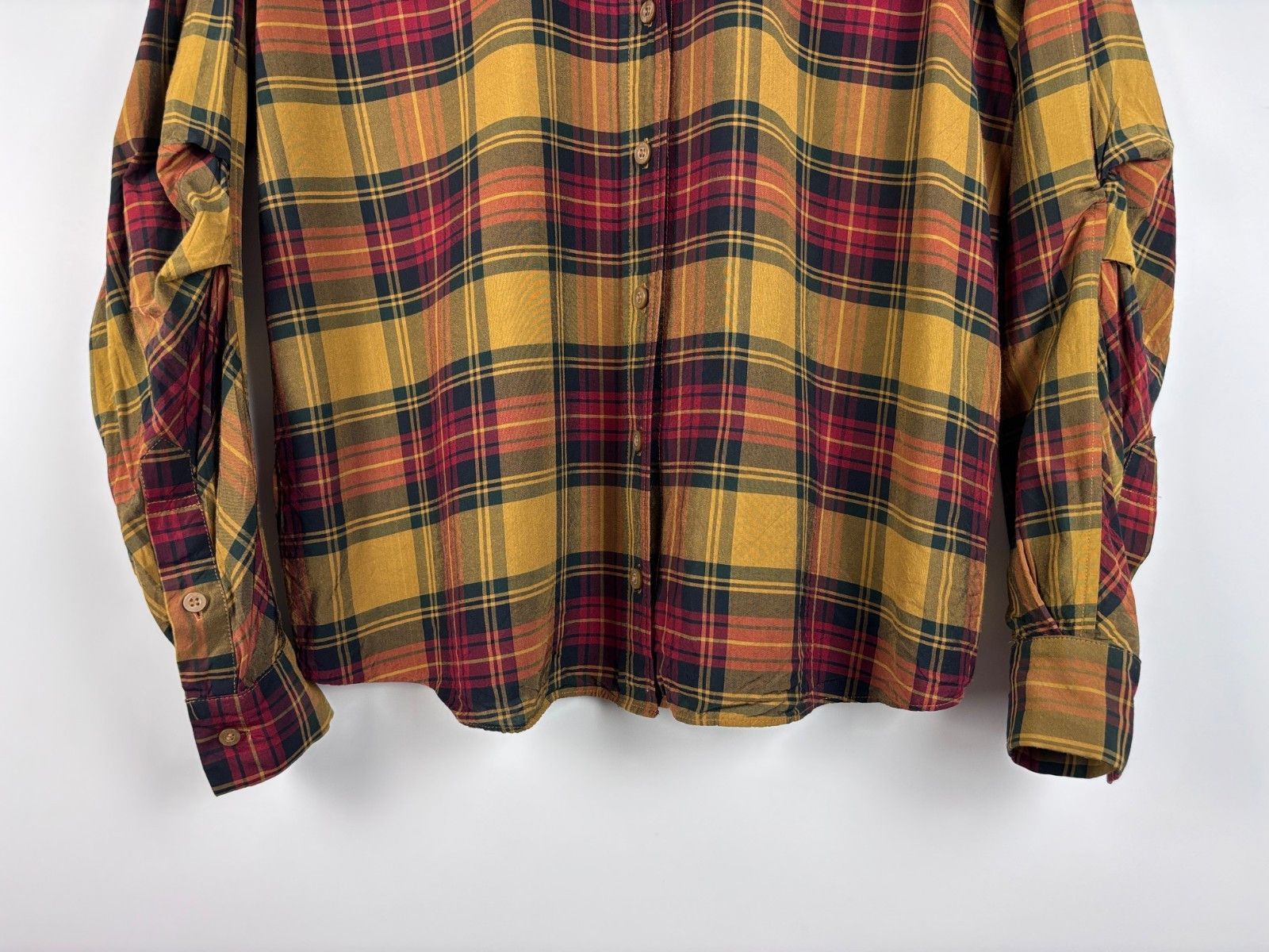 Fred Perry Fred Perry Tartan Button Up Shirt Viscose Brown Size US 4 Size S / US 4 / IT 40 - 4 Thumbnail