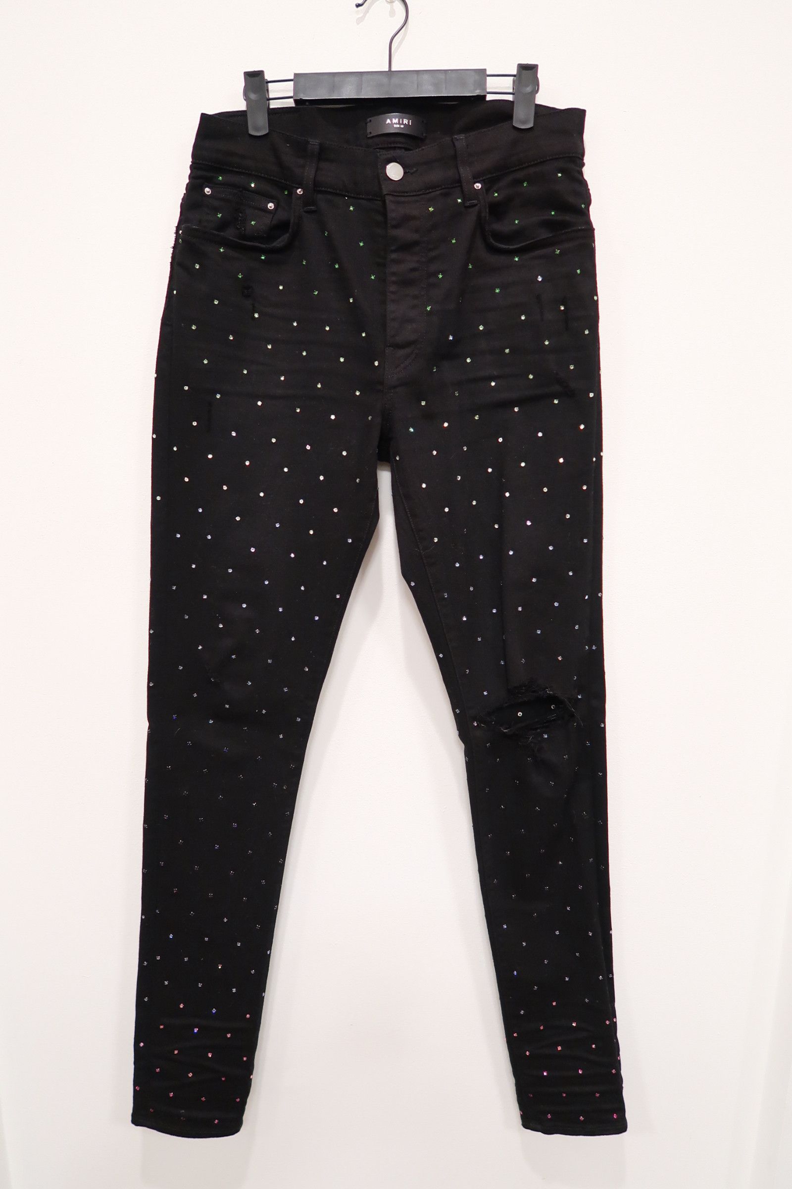 Amiri AMIRI Crystal-Embellished Distressed Denim Jeans Size US 33 - 2 Thumbnail