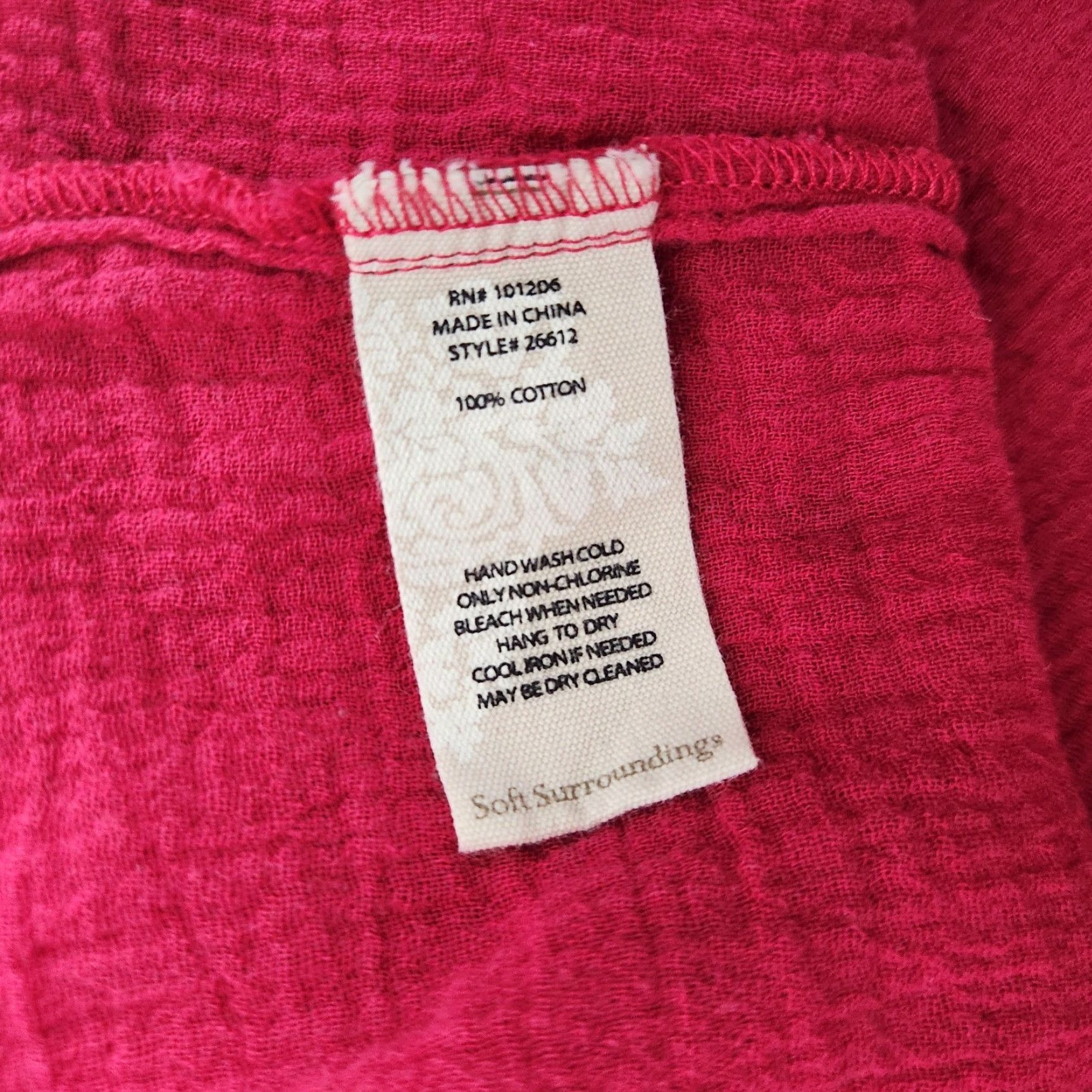 Soft Surroundings Soft Surroundings Tunic Shirt Womens Gauze Siesta Key Peacock Pink M 10-12 Casual Bohemian Beach Breathable Lightweight 3/4 Sleeve Scoop Neck Womens Size M / US 6-8 / IT 42-44 - 7 Thumbnail
