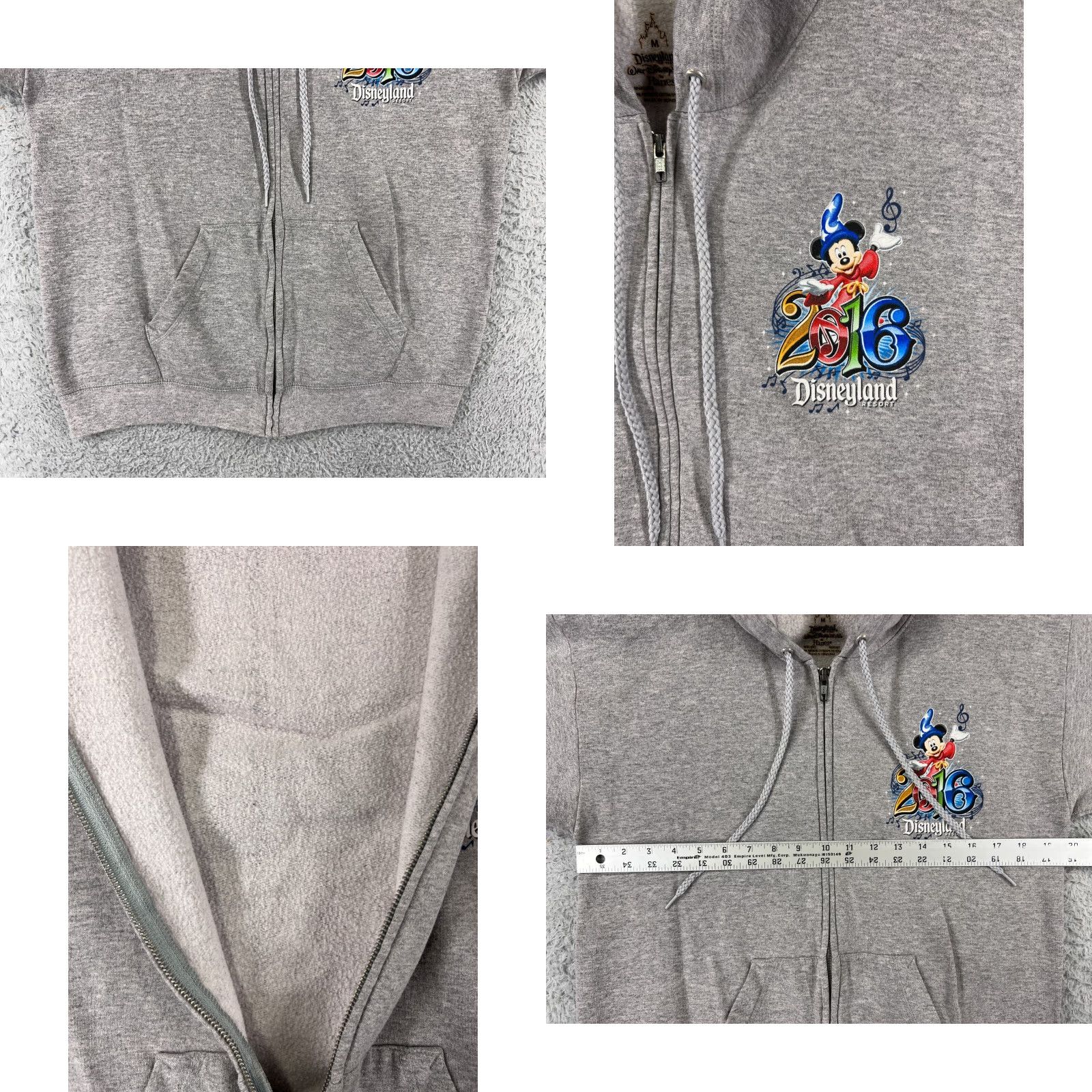 Disney Mickey Mouse Sweater Womens Small Gray Full Zip Hoodie Pockets Long Sleeve 2016 Size S / US 4 / IT 40 - 8 Thumbnail