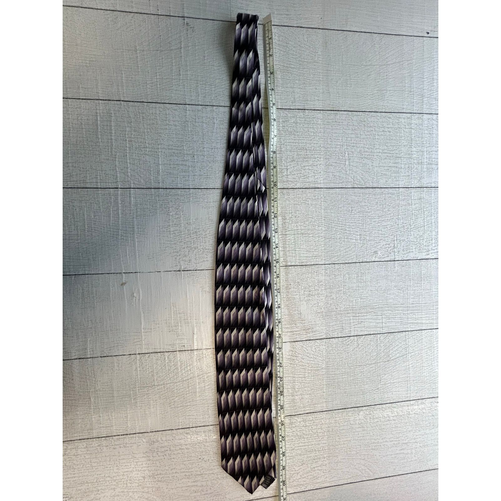 Covington Covington Silk Tie Black Purple White Geometric Pattern Size ONE SIZE - 7 Thumbnail
