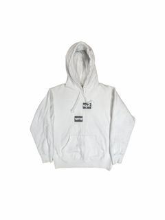 Supreme Comme des Garcons SHIRT Split Box Logo Hooded Sweatshirt - White -  Large