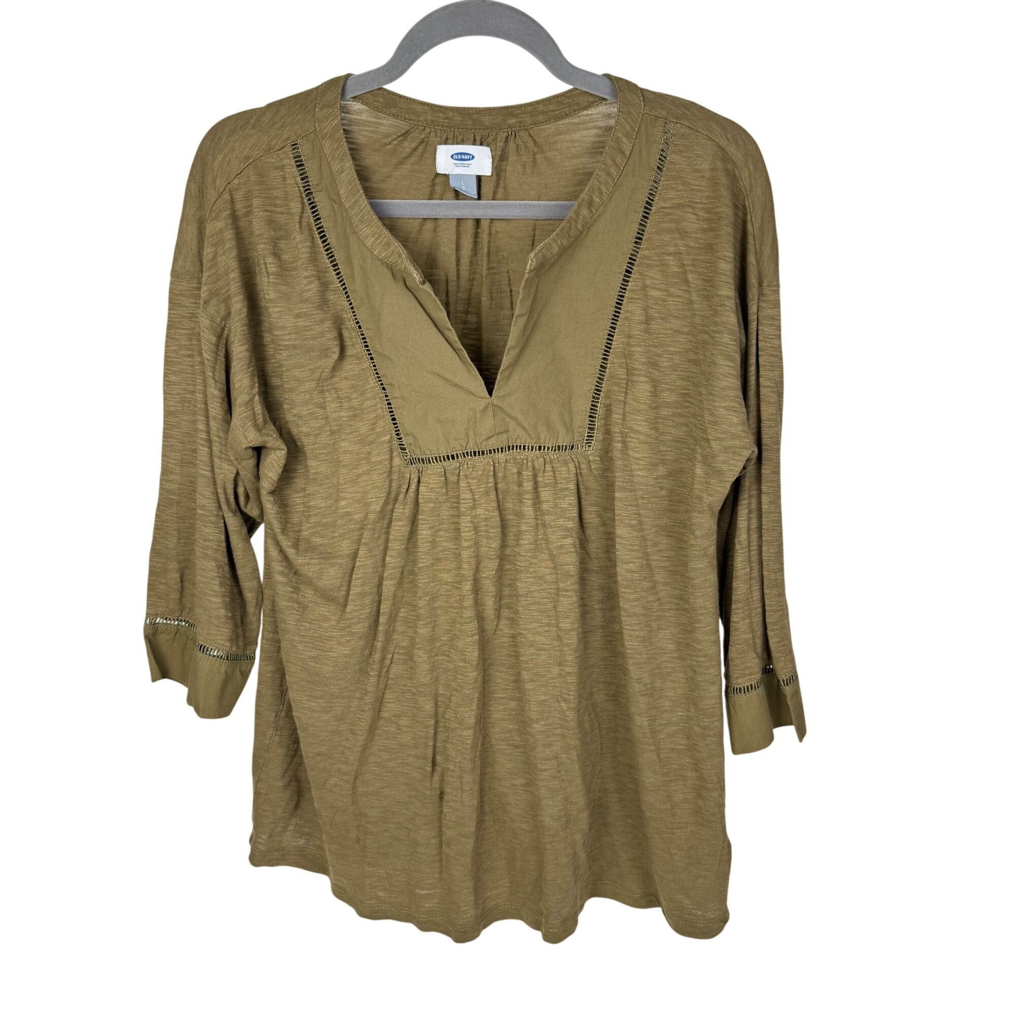 Old Navy Old Navy Boho Peasant Top Lightweight V-Neck 3/4-Sleeve Size Size L / US 10 / IT 46 - 1 Thumbnail