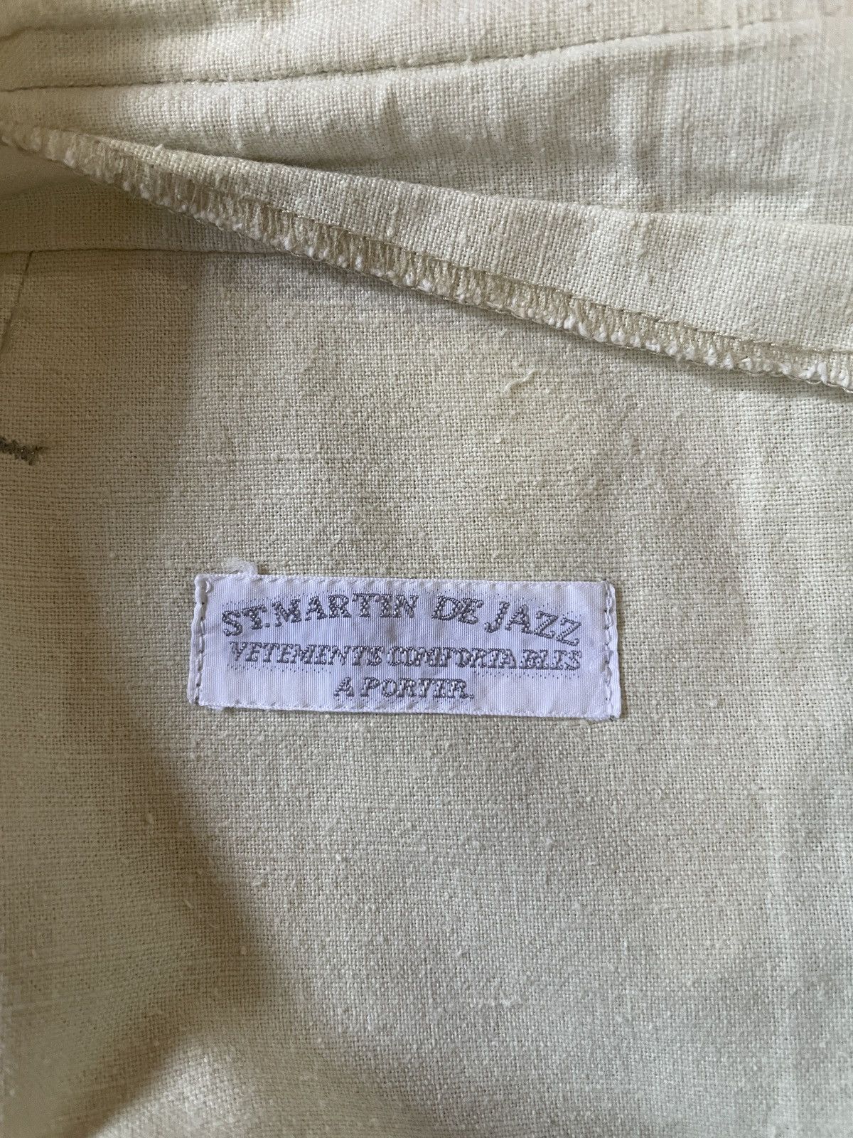 Garment Reproduction of Workers × Vetements De Sport By Wim Neels × Vintage VINTAGE ST.MARTIN DE JAZZ WHITE YELLOW PAINTED FATIGUE Size US 33 - 8 Thumbnail