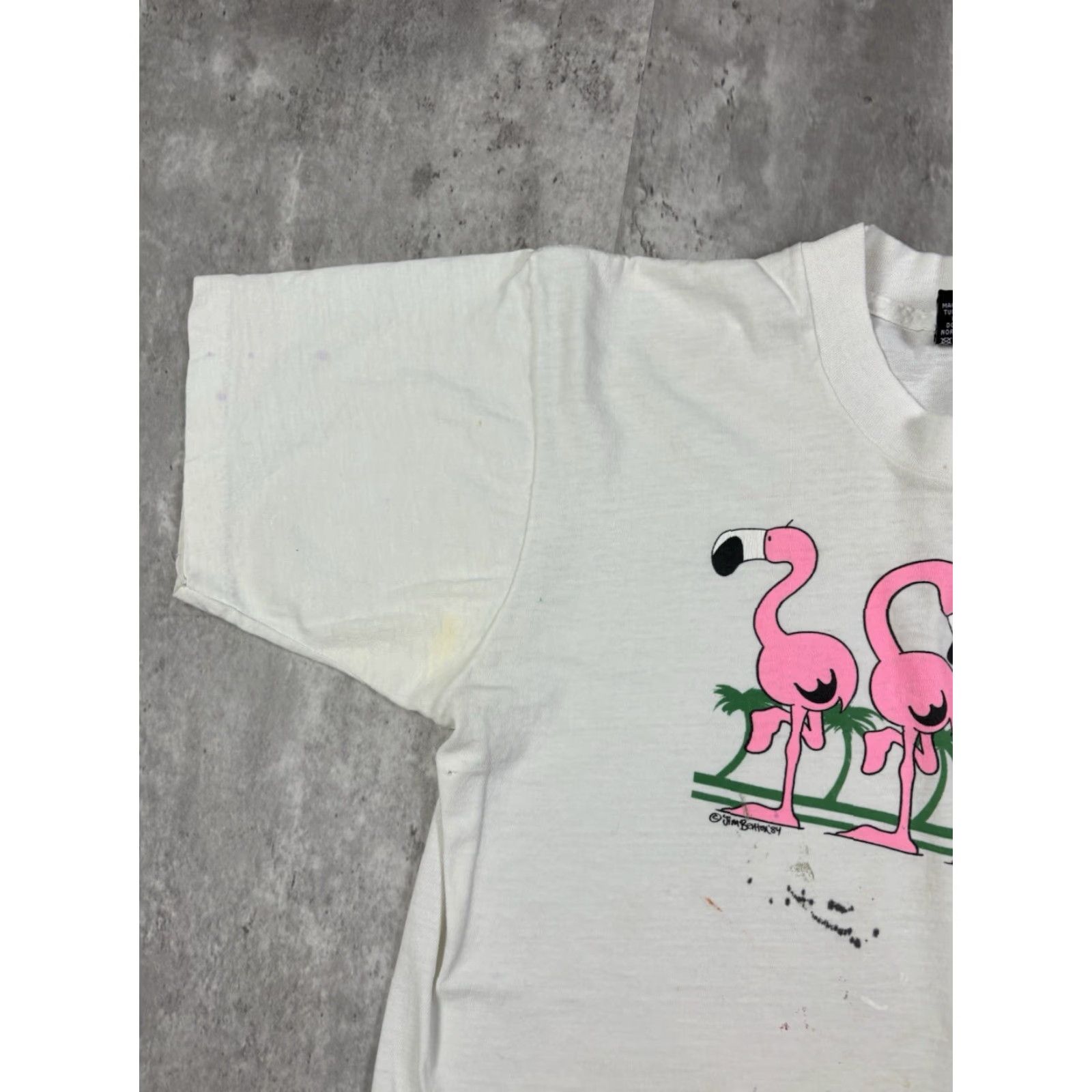 Fruit Of The Loom VINTAGE Flamingo Duck Funny Comedy T Shirt S White Cotton Knit 90s Graphic Print Short Sleeve Crew Neck Fruit of the Loom Men Classic Regular Size S Size US S / EU 44-46 / 1 - 4 Thumbnail