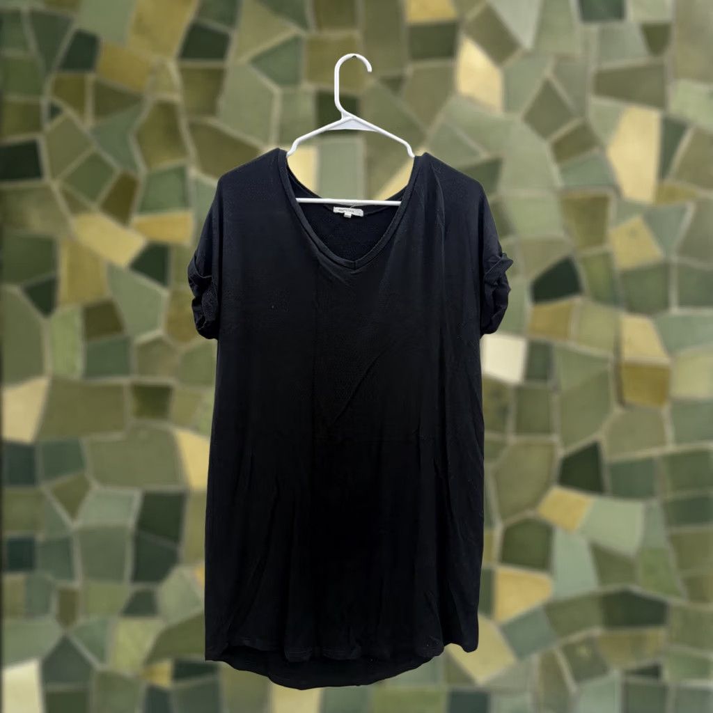 Vintage Antistar Womens Dress Size Medium Black Rolled Short Sleeve V-Neck Dress Shirt Midi Casual Party/Cocktail Travel Womens Size 32" / US 10 / IT 46 - 1 Thumbnail