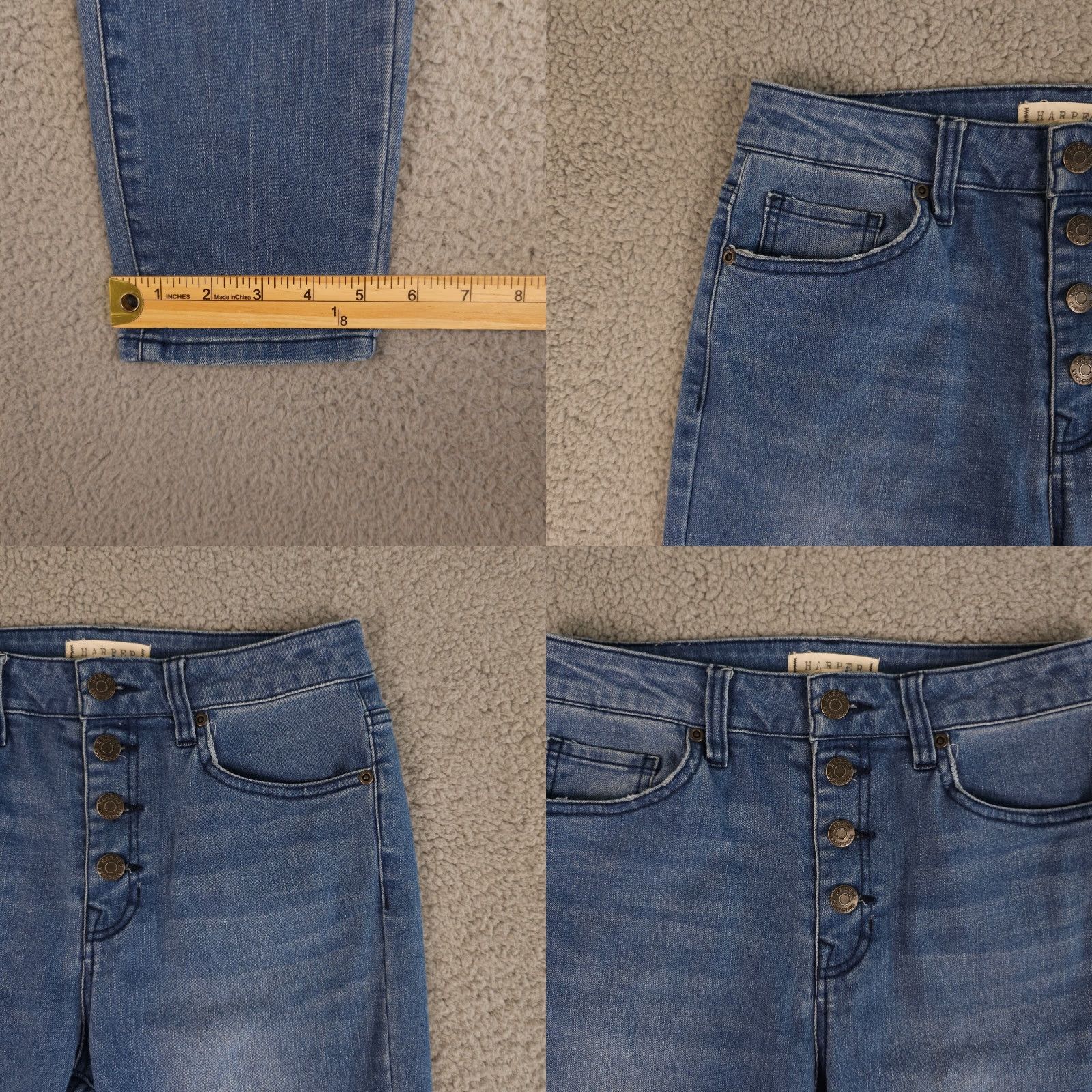 Vintage Harper Heritage Jeans Womens 28 Blue High Rise Skinny Button Fly Distressed Size 28" / US 6 / IT 42 - 8 Thumbnail