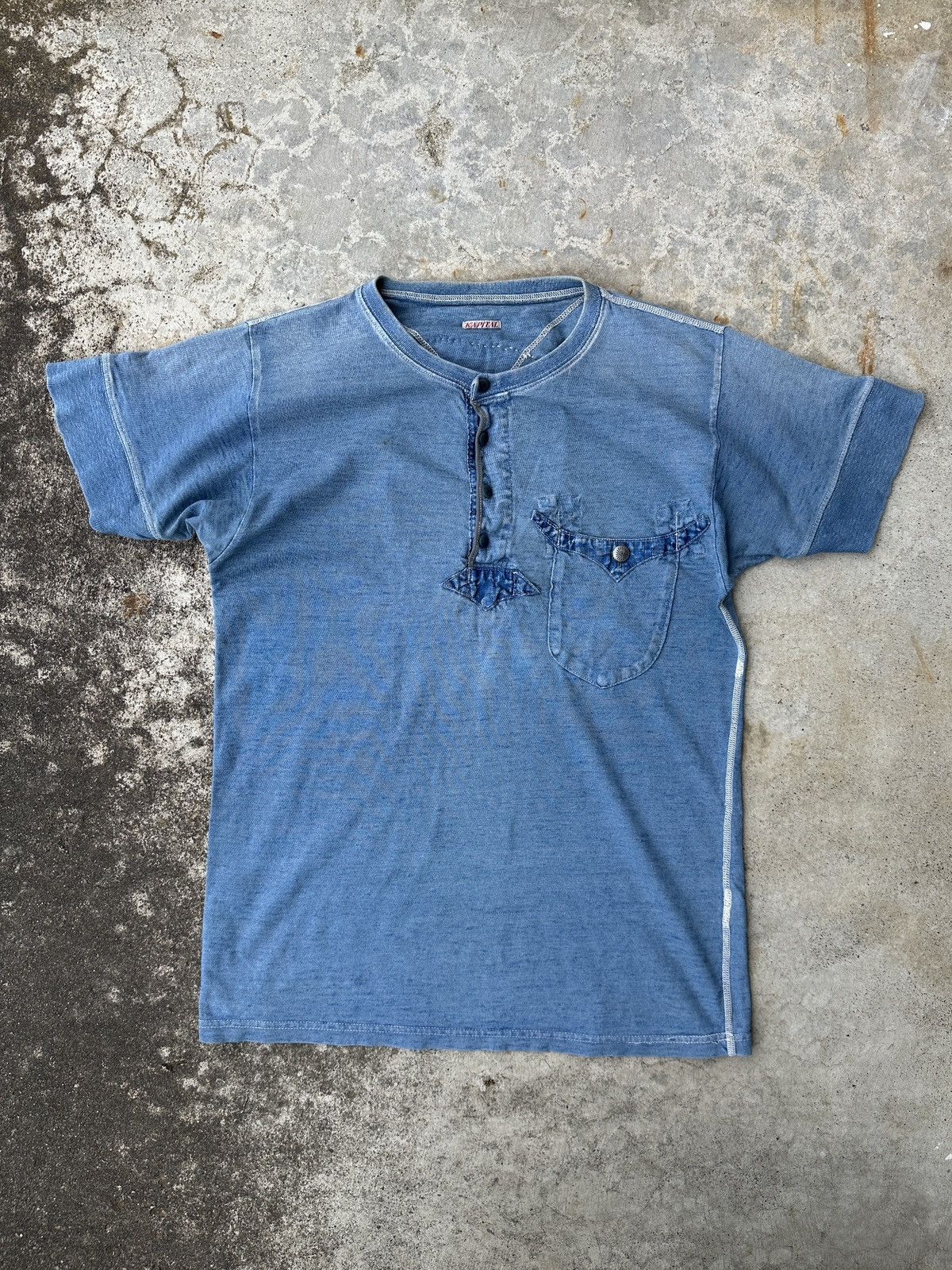 Kapital Kountry Kapital Indigo Henley Boro Concho pocket studded henley tee Size US M / EU 48-50 / 2 - 1 Thumbnail