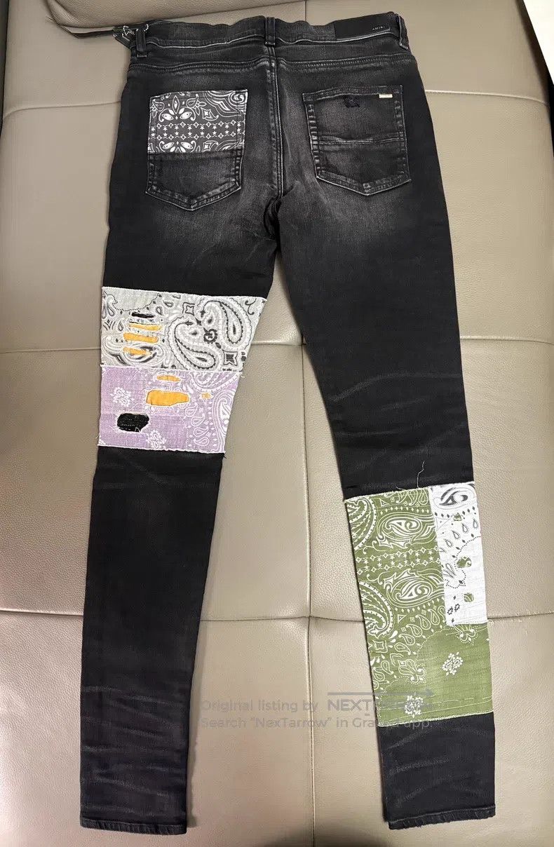 Amiri Amiri Size 32 Cashew flower patch large hole slim jeans Size US 32 / EU 48 - 2 Thumbnail