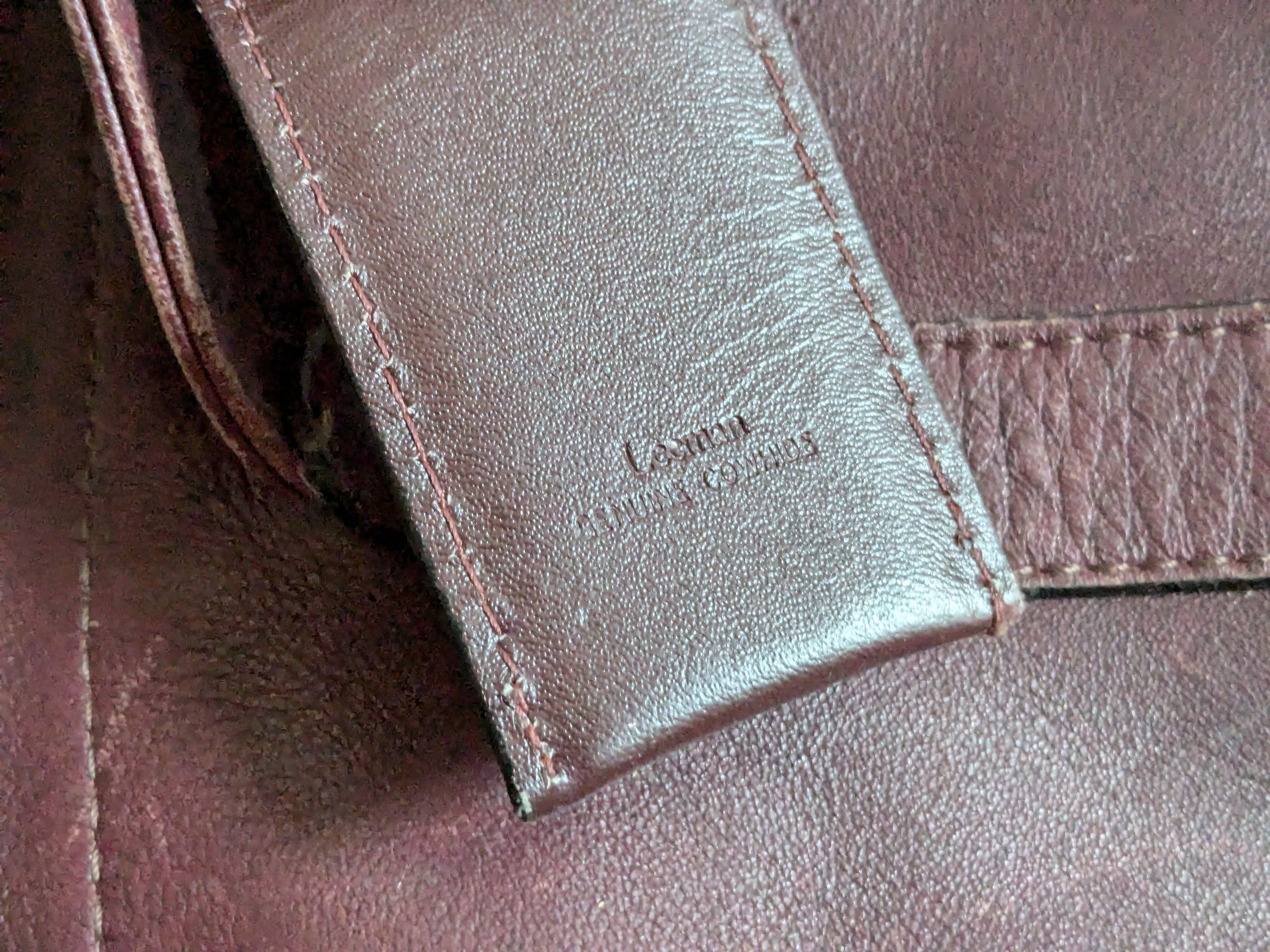 Genuine Leather Vintage Leather Tote Bag Burgundy Zipper Strap Pockets Size ONE SIZE - 13 Thumbnail