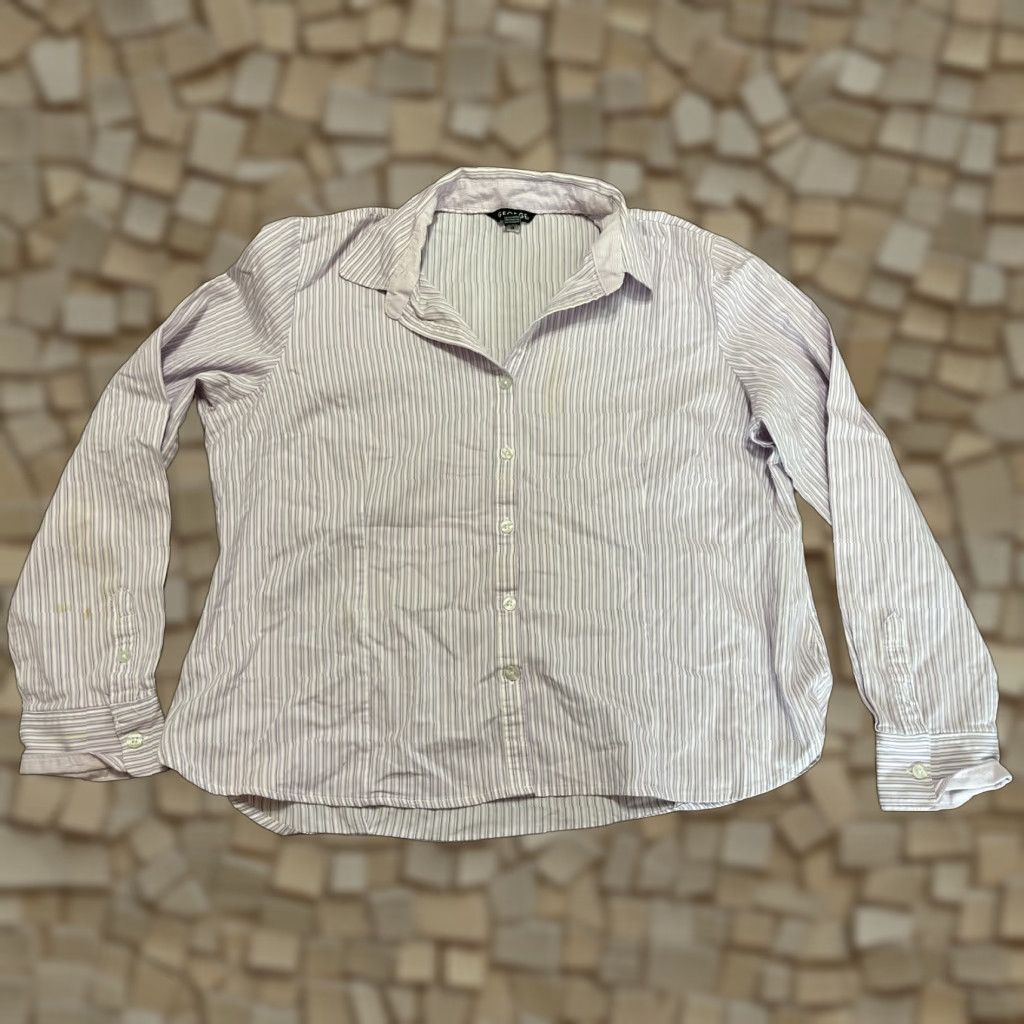 George George Shirt Womens XL Button-Up Casual Regular Long Sleeve Collared 16-18 Purple White Black Vintage No N/A Size XL / US 12-14 / IT 48-50 - 1 Thumbnail