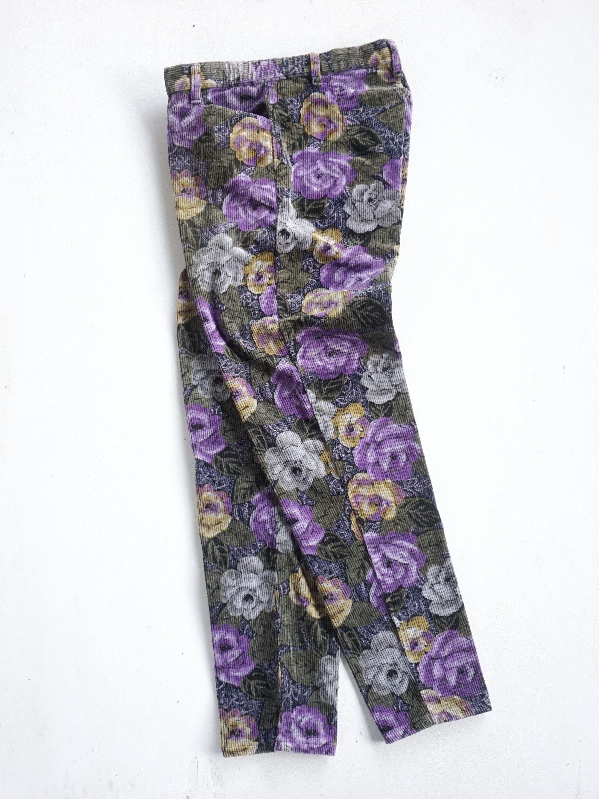 Japanese Brand JUSTY RAYRA Full Printed Floral Corduroy Size 26" / US 2 / IT 38 - 6 Thumbnail