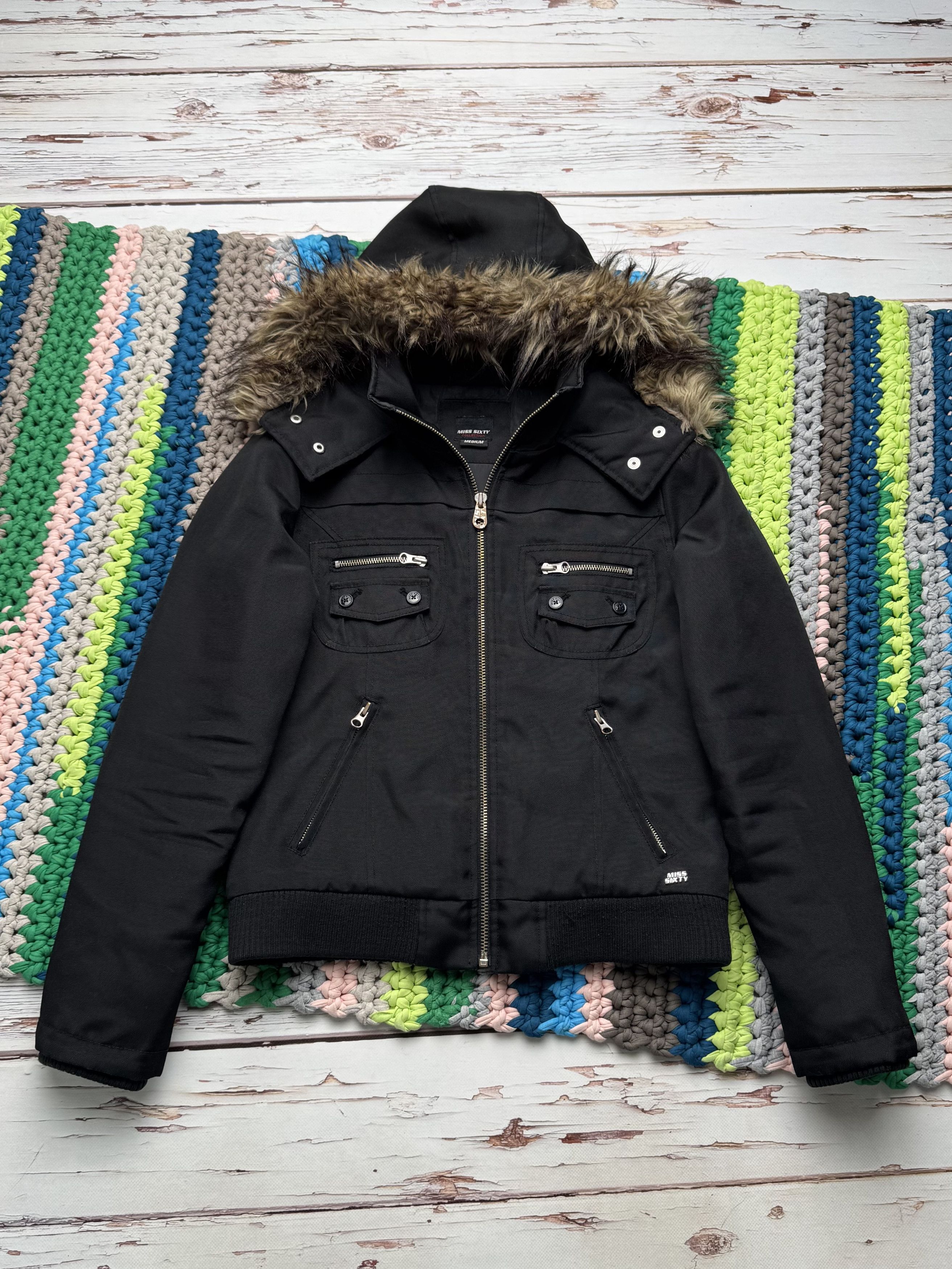Miss Sixty Miss Sixty Vintage Cropped Jacket With Faux Fur Hood (D10) Size M / US 6-8 / IT 42-44 - 6 Thumbnail