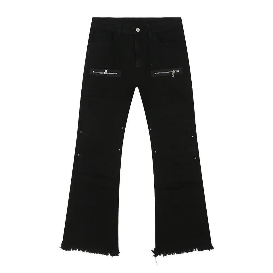 Japanese Brand Retro zipper patchwork fringed jeans Size US 32 / EU 48 - 5 Thumbnail