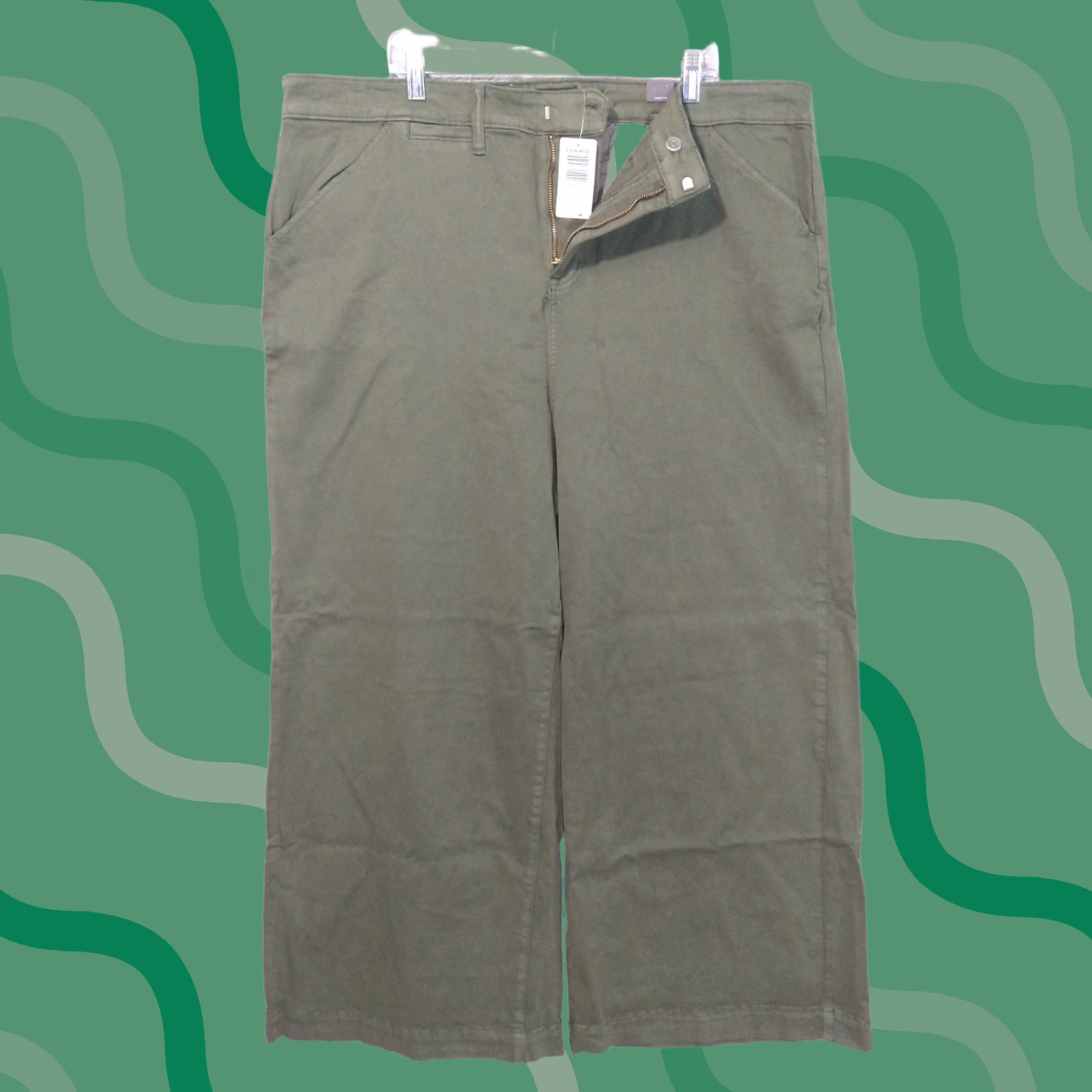 Torrid Torrid Pants Womens 24 Plus Green Chino Wide-Leg High Rise Stretch Deep Depths 29.5in Inseam Casual Womens Pants Size 42" / US 20 - 1 Thumbnail