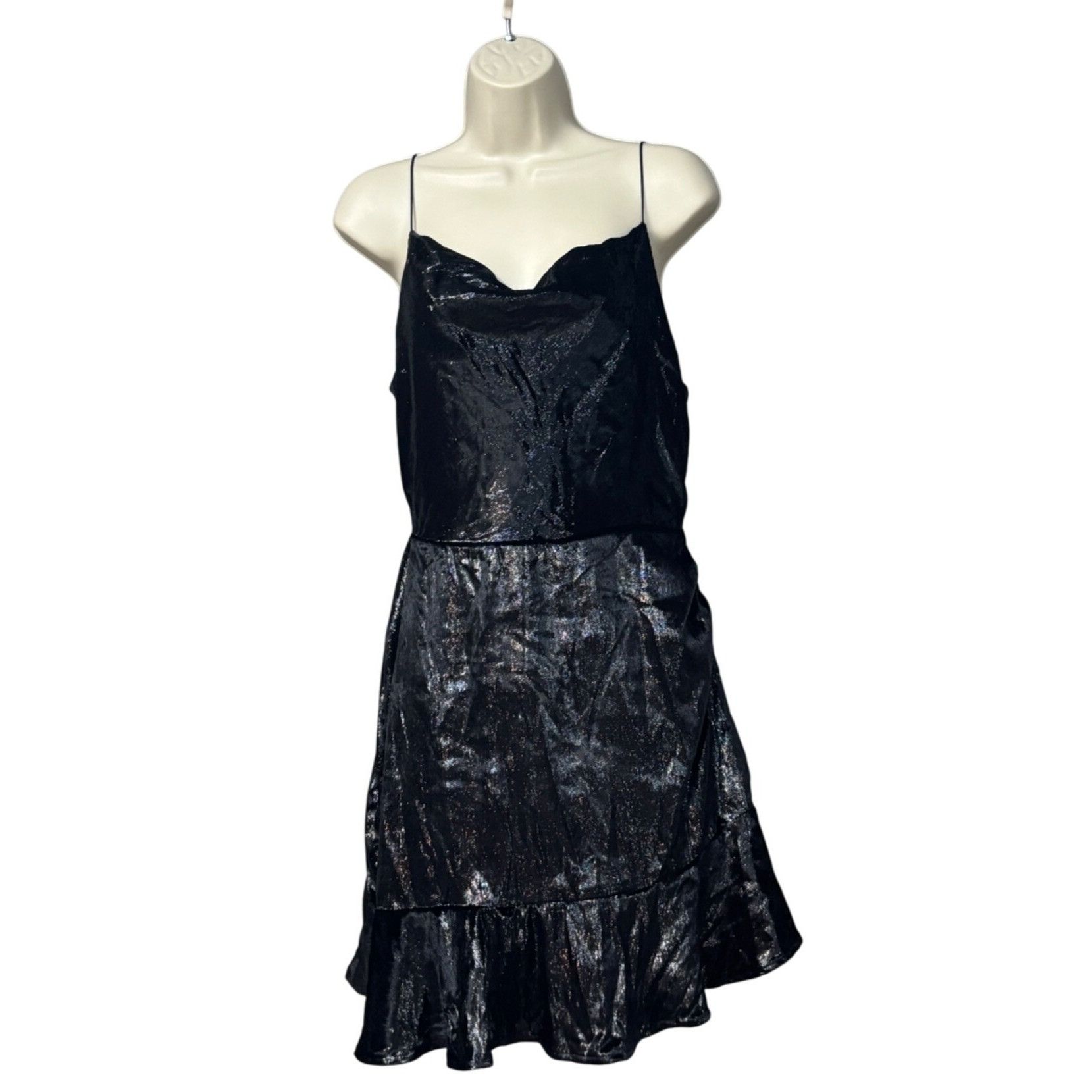 Other LEYDEN Women's Ruffle-hem Spaghetti Strap Cowl Neck Shimme Size XL / US 12-14 / IT 48-50 - 5 Thumbnail