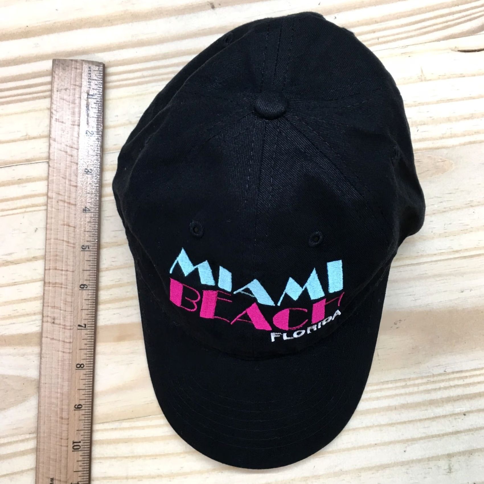 Logo 7 Miami Baseball Cap Womens Black OS Adjustable Embroidered Logo Size ONE SIZE - 3 Thumbnail