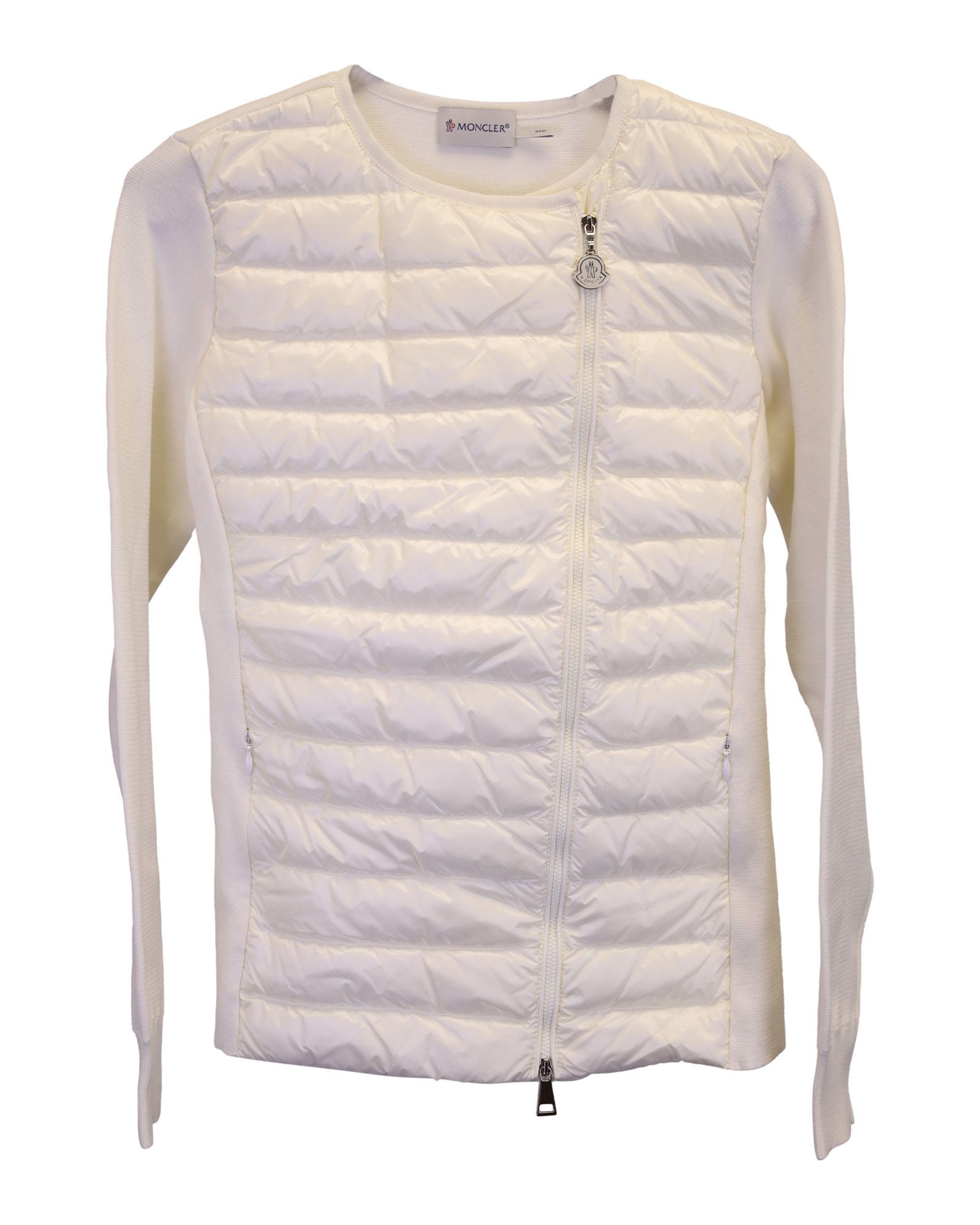 Moncler Moncler Asymmetrical Zipped Jacket in Cream Polyamide Size XS / US 0-2 / IT 36-38 - 1 Thumbnail