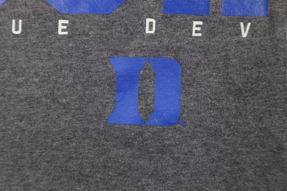 Nike × Vintage Nike Cut Spell Out Duke University Blue Devils T-Shirt Gray Size US L / EU 52-54 / 3 - 6 Thumbnail