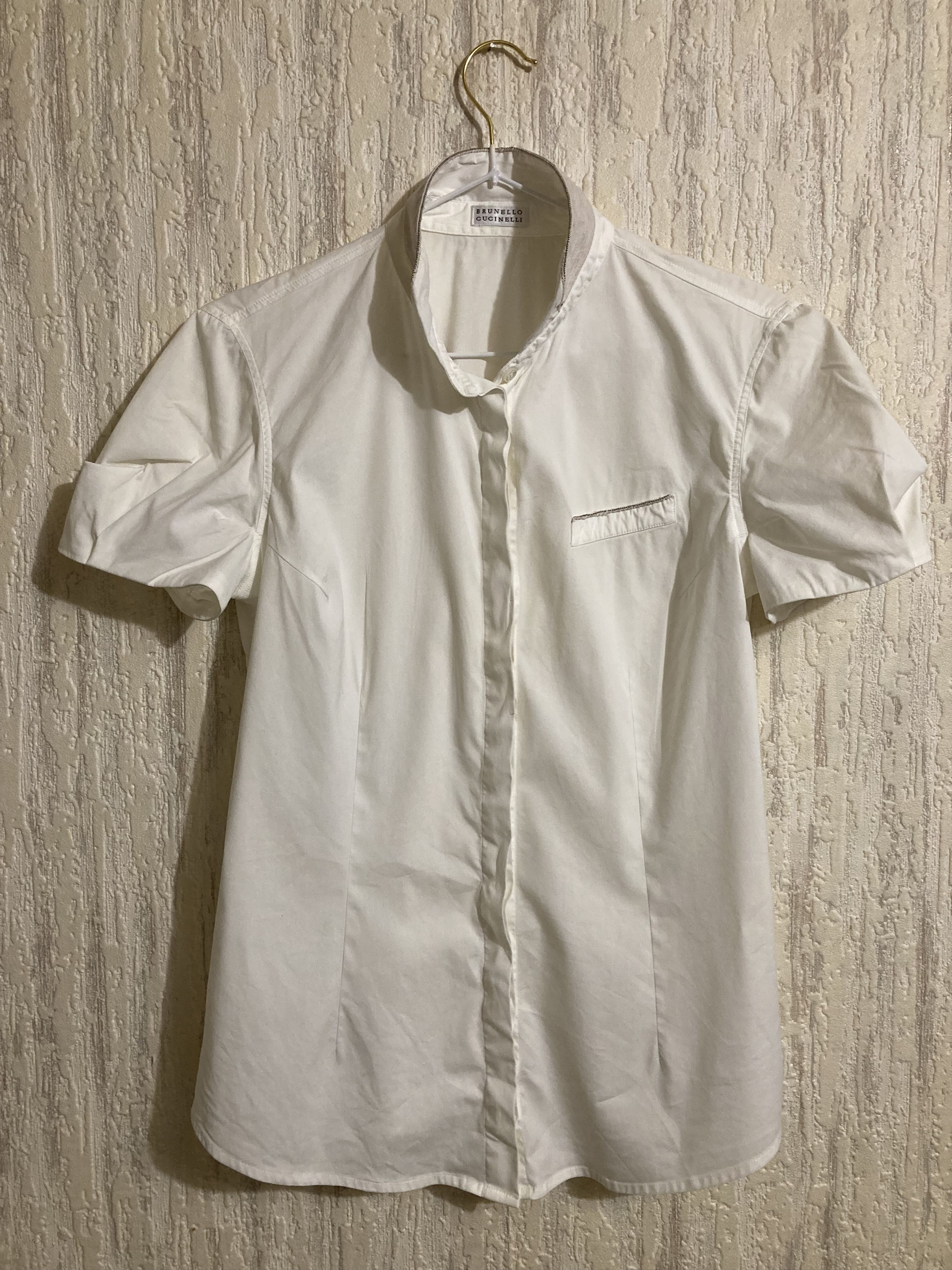 Brunello Cucinelli Brunello Cucinelli Shirt White Short Sleeve Made in Italy Size M / US 6-8 / IT 42-44 - 1 Thumbnail