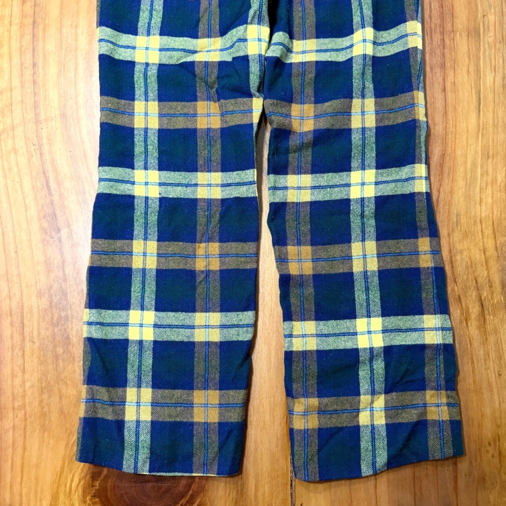 Nordstrom VINTAGE Corbin LL30 Mens Pants 32 x 30 Wool Plaid Retro Navy Blue Chino Classic Bootcut Size US 32 / EU 48 - 5 Thumbnail