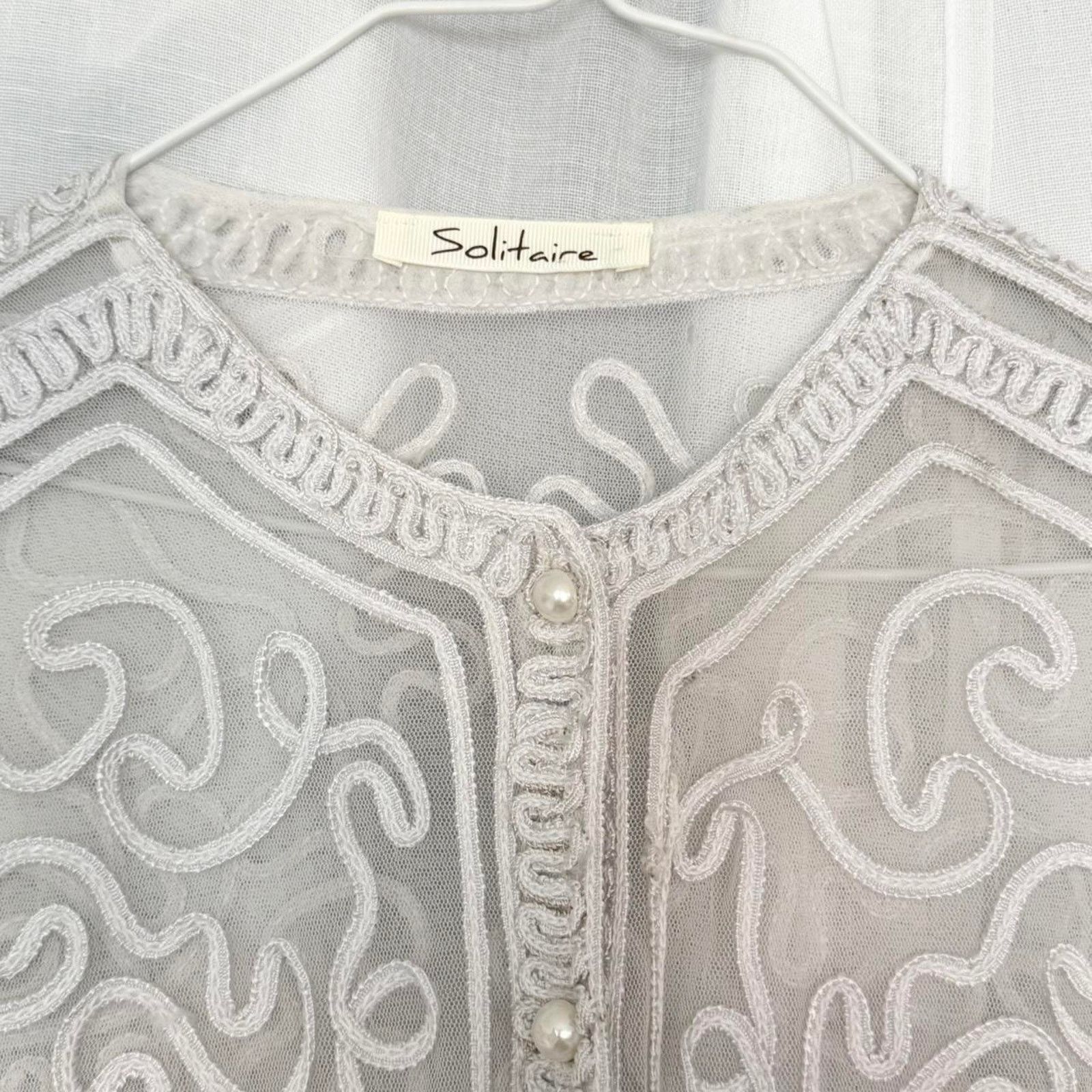 Vintage ✦ SHEER EMBROIDERED LACE JACKET ✦ Size L / US 10 / IT 46 - 4 Thumbnail