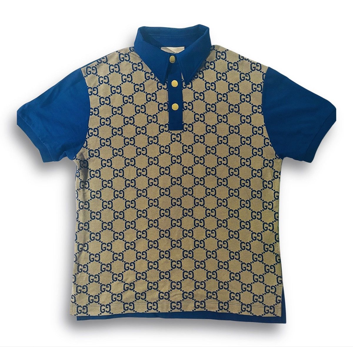 Gucci Gucci GG Monogram Polo Shirt Navy Blue Silk Blend Size Large Size US L / EU 52-54 / 3 - 1 Thumbnail