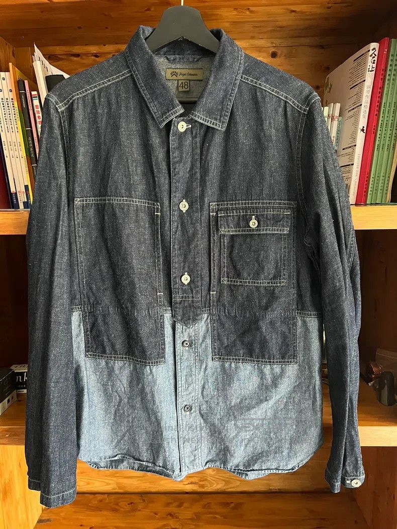 Nigel Cabourn Nigel Cabourn Blue and dye patchwork work shirt Size US M / EU 48-50 / 2 - 1 Thumbnail