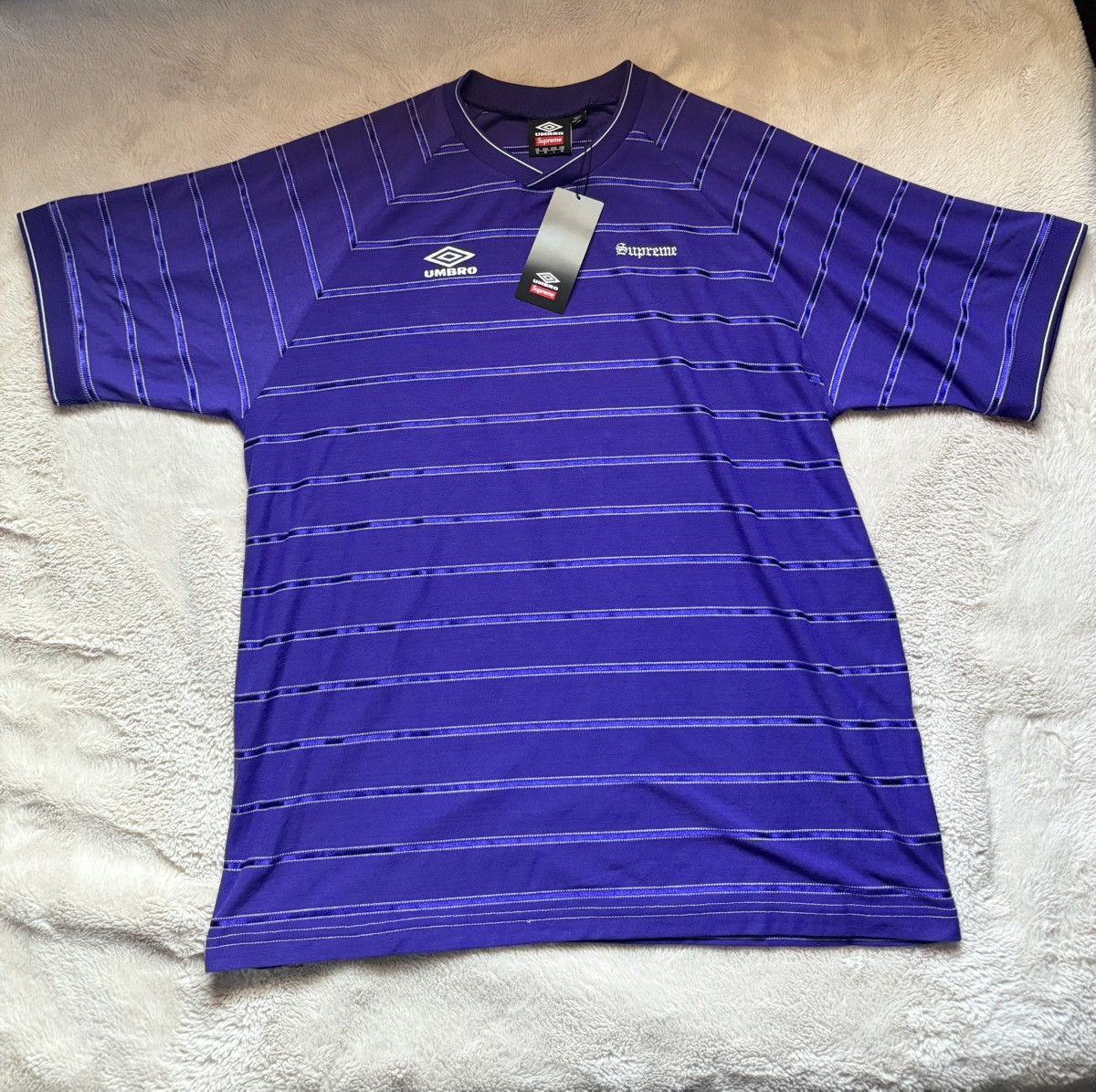 Supreme Umbro Stripe Soccer Jersey (SS25) - $98
