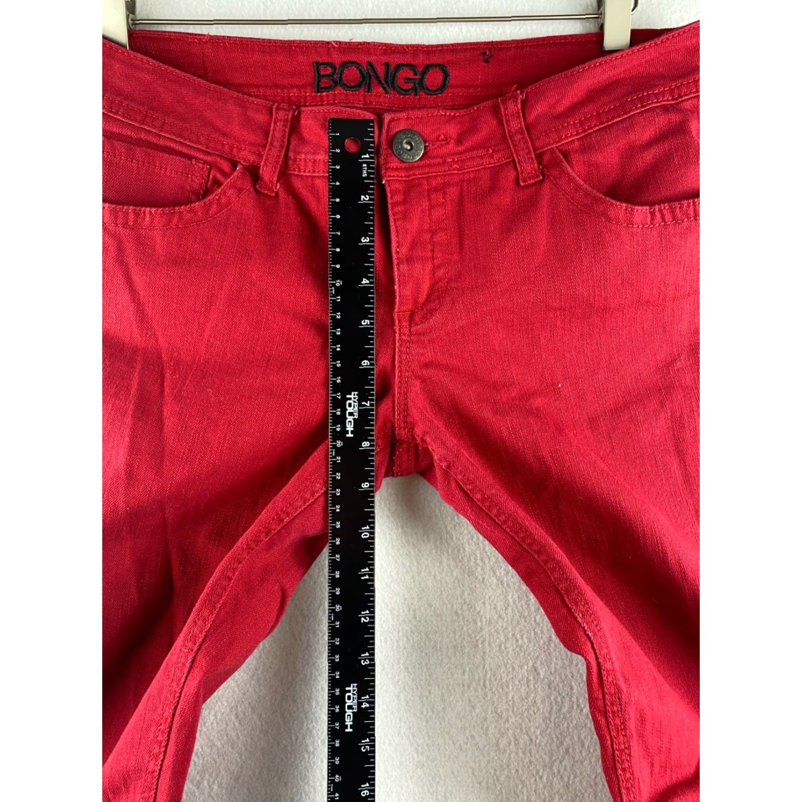 Vintage Bongo Jeans Womens 13 Red Ankle Mid-Rise Stretch Denim Pants Dark Wash Casual Size 34" / US 12 / IT 48 - 4 Thumbnail