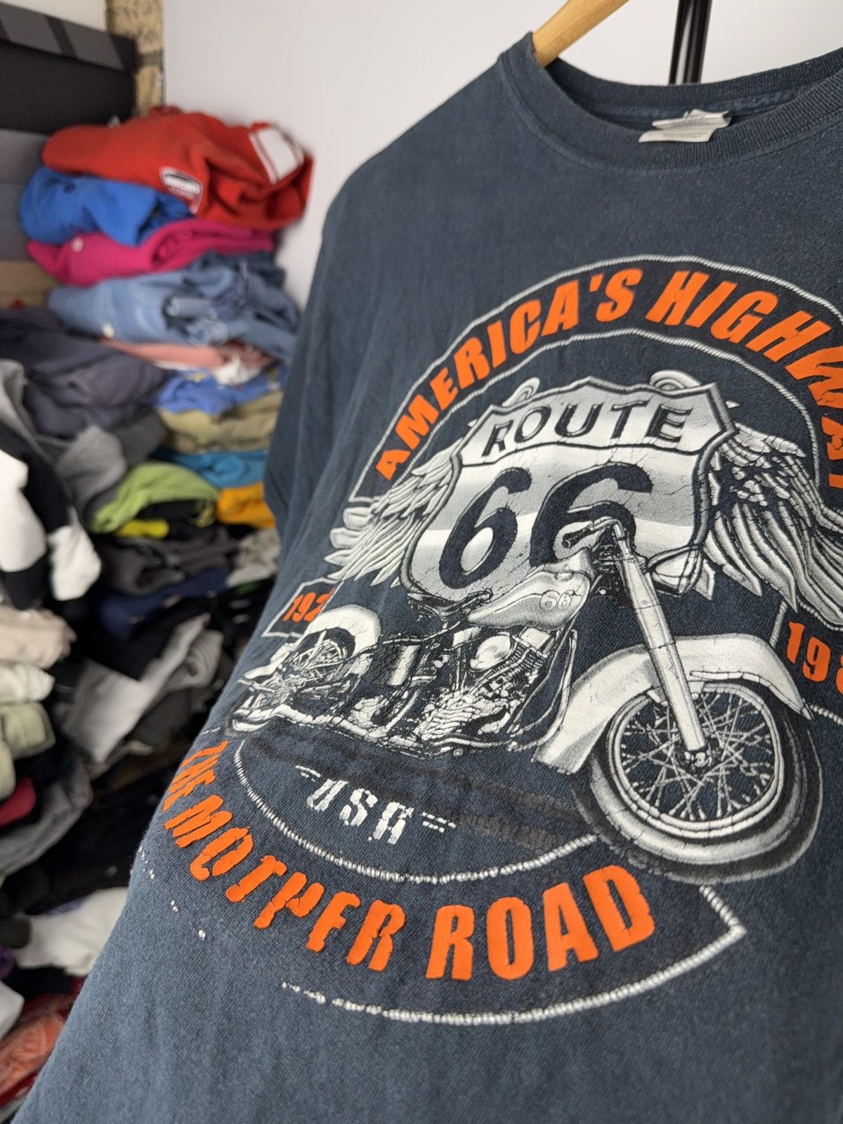 Route 66 00s Route 66 Motorcycle MOTO Graphic T-Shirt Vintage Style L Size US L / EU 52-54 / 3 - 7 Thumbnail