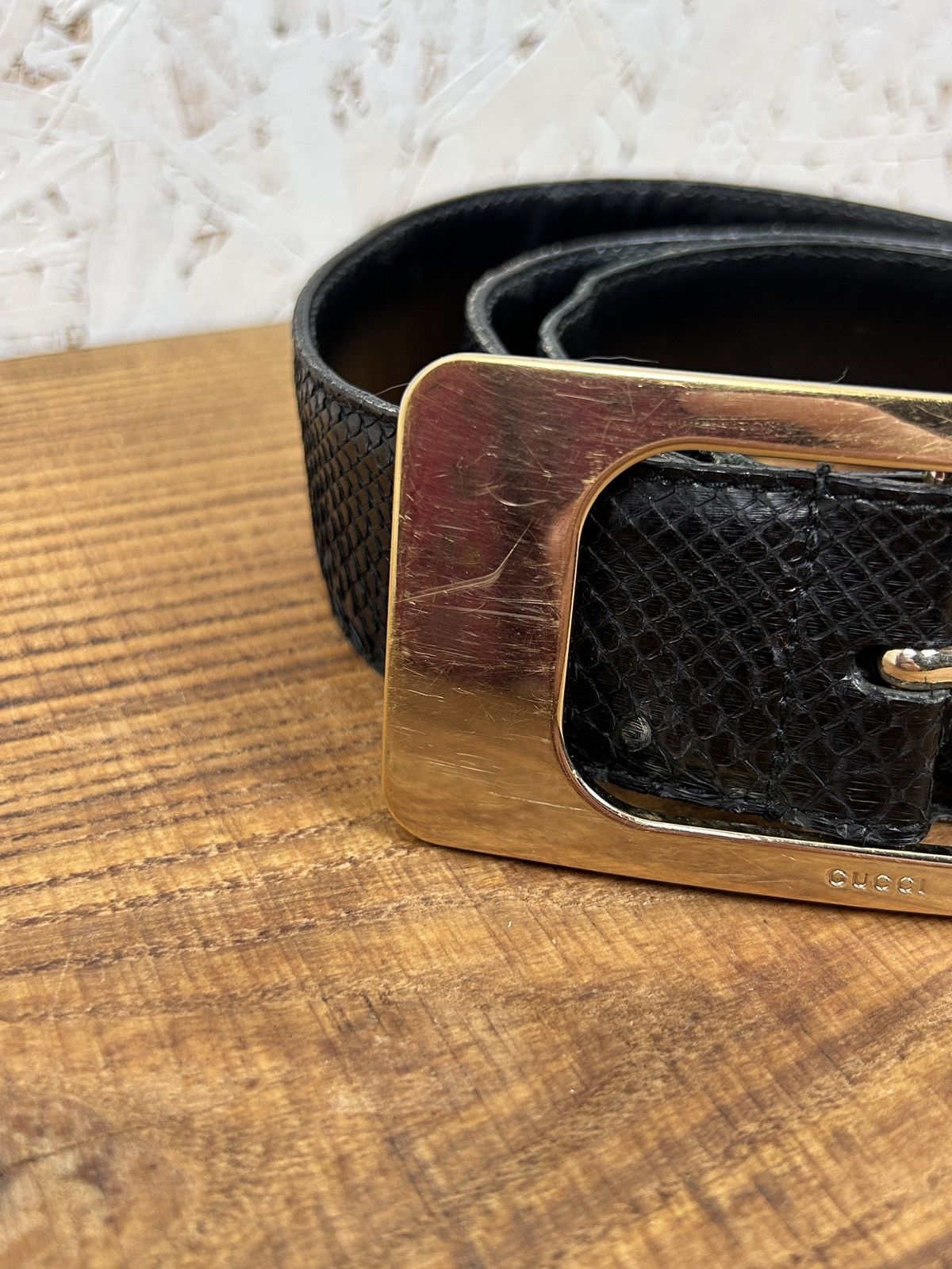 Gucci Vintage Gucci Italy Large Buckle Leather Belt 167902 1766 Size ONE SIZE - 2 Thumbnail