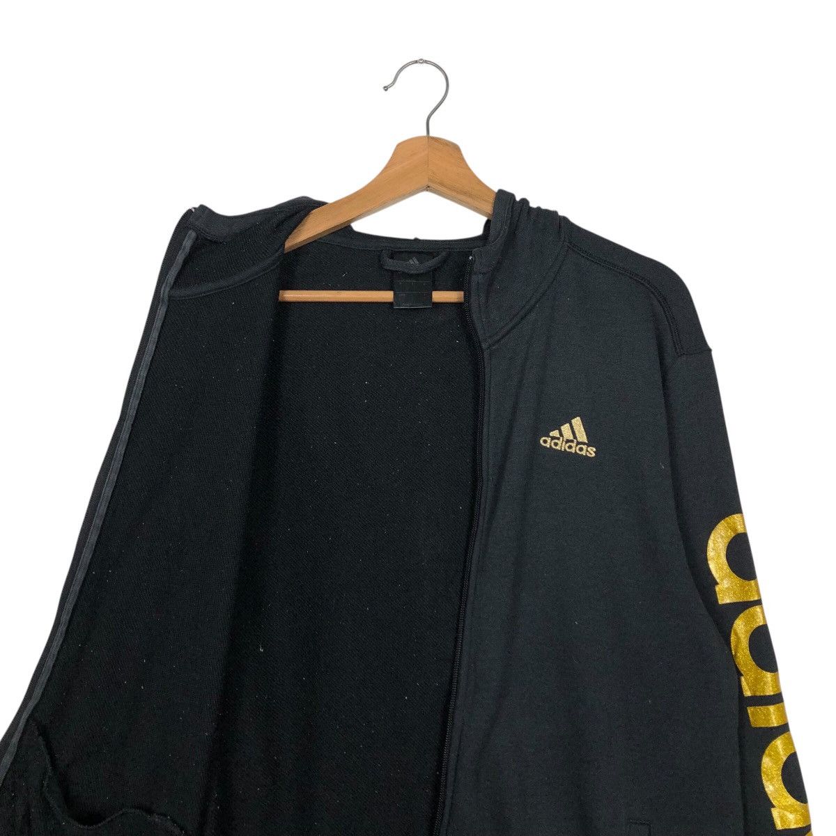 Adidas 📌Rich Black Vintage Zipper Jacket Adidas Size US L / EU 52-54 / 3 - 14 Thumbnail